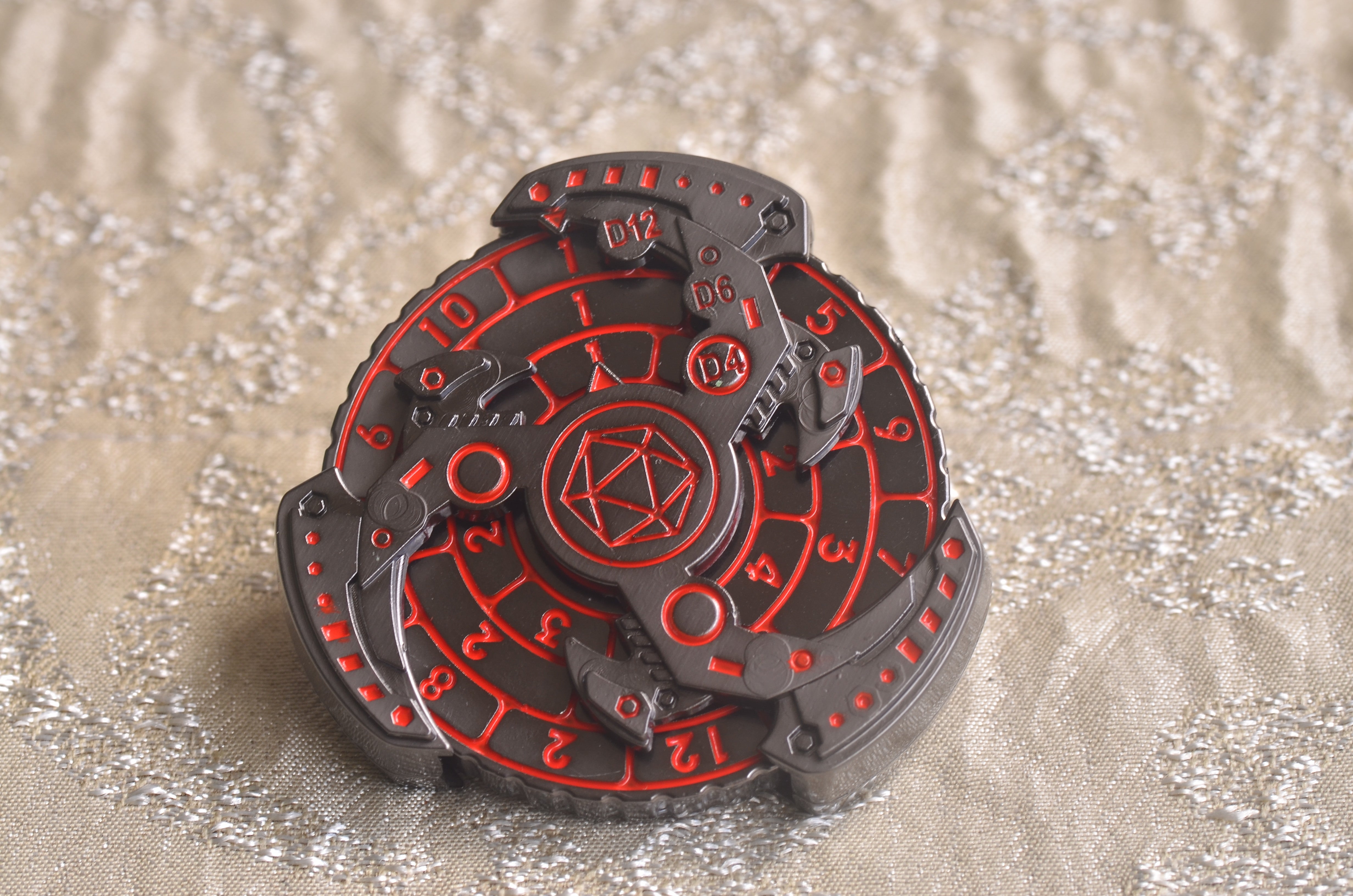 Handcrafted Blade Spinner Dice – Dual-Faced Precision Gaming Spinner with D20, D10, D8, D12, D6, D4