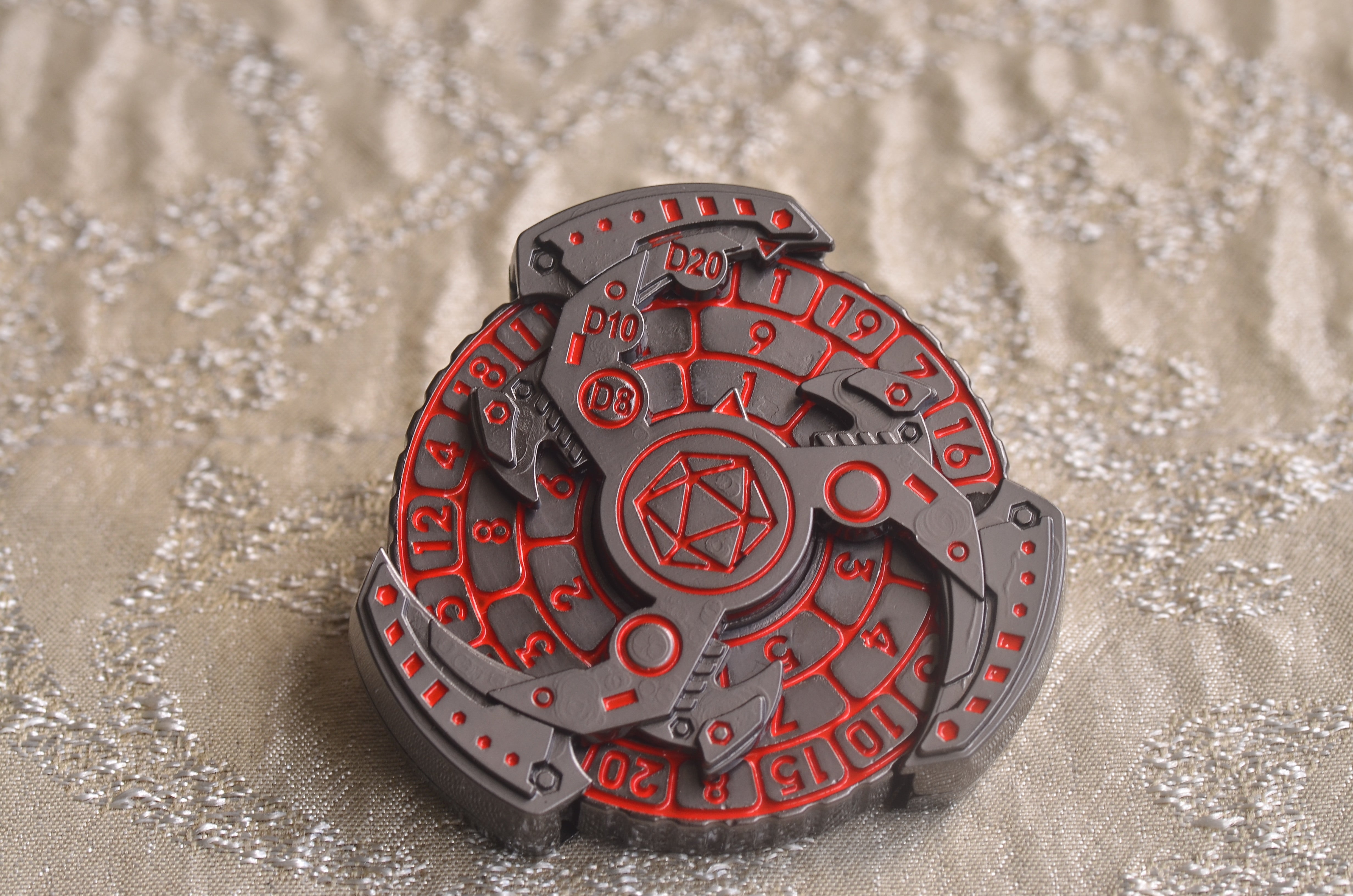 Handcrafted Blade Spinner Dice – Dual-Faced Precision Gaming Spinner with D20, D10, D8, D12, D6, D4