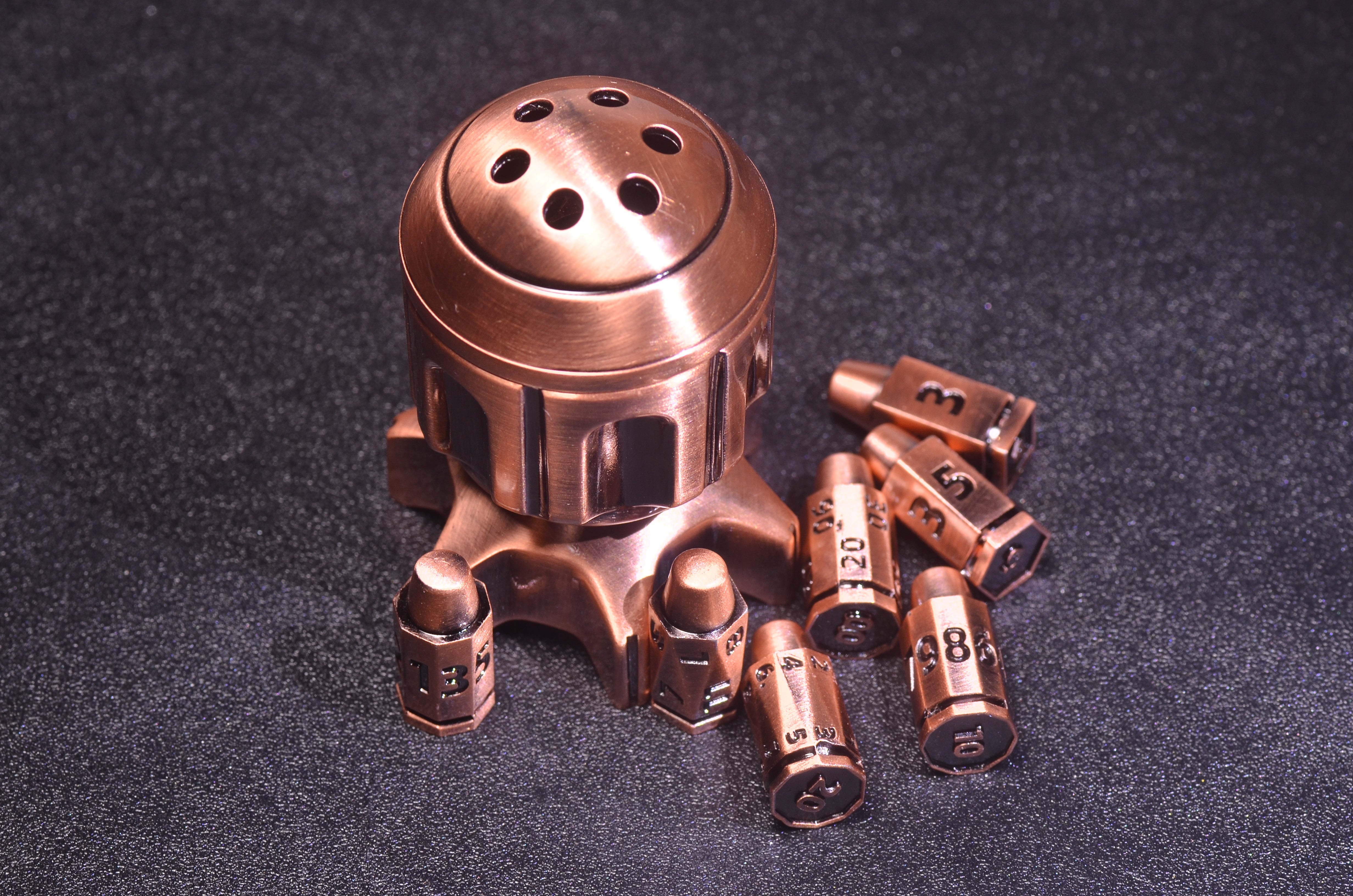 Metal Bomb-Shaped Rotating Dice Base with Bullet Dice set– Ideal for Warhammer and Tabletop Battles ,RPG dice set,DND dice gift
