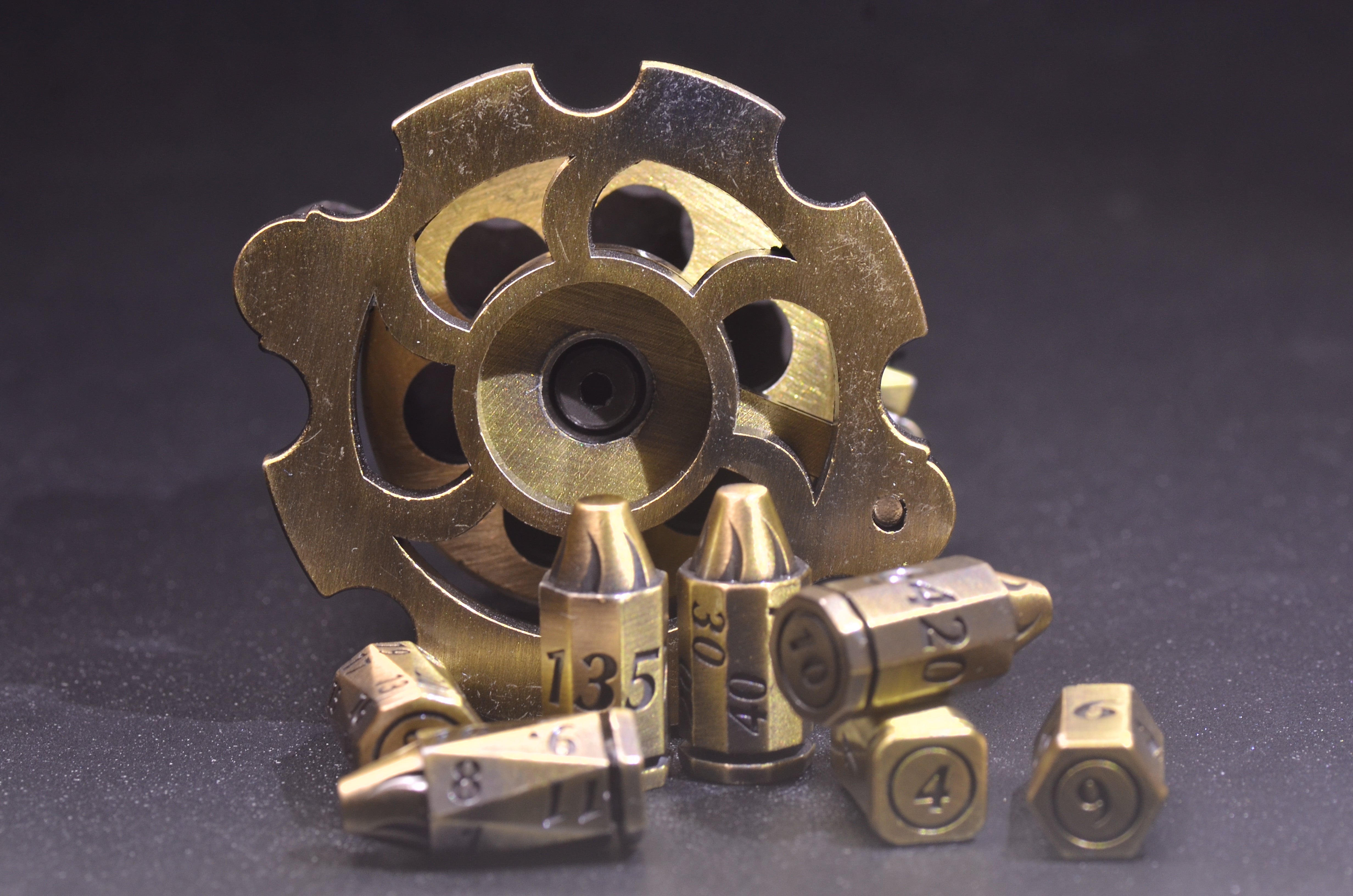 Revolver Bullet Dice Set | Weighted Metal DND Dice with Cylinder Case | Perfect for Gunslingers
