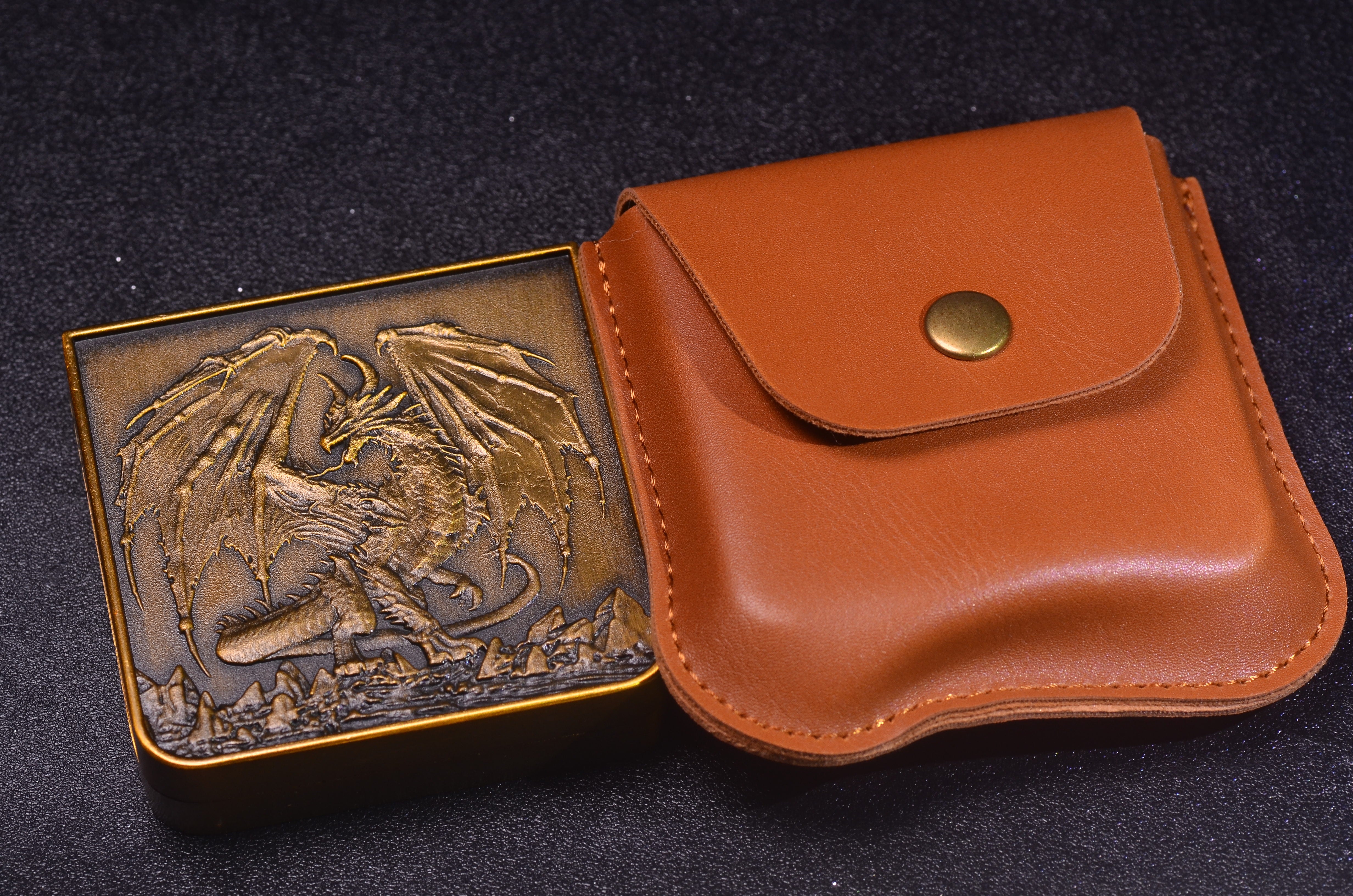 Pocket Spin Dice Vault: 7-in-1 Rotating Mechanical Case | Minimalist DND Dice Organizer with Leather Pouch