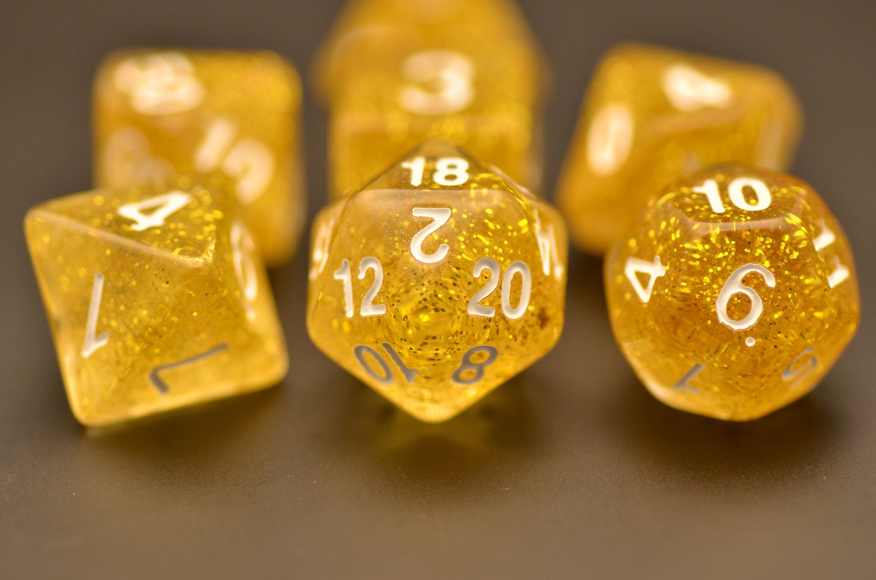 Golden tears dice | yellow Dungeons and Dragons dice set | Polyhedral Dice Set of 7 with RPG |Resin dice set for DND abletop game