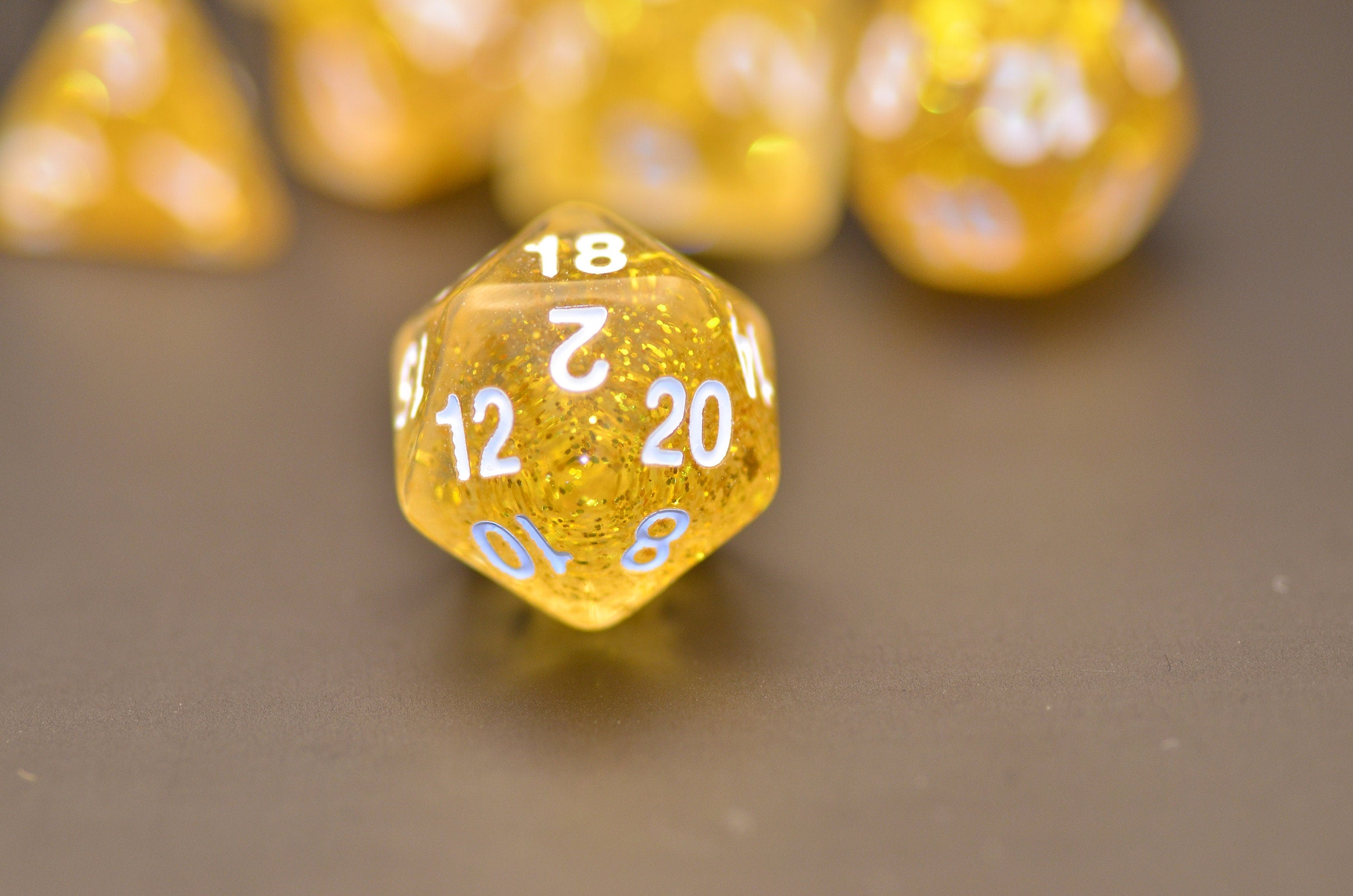 Golden tears dice | yellow Dungeons and Dragons dice set | Polyhedral Dice Set of 7 with RPG |Resin dice set for DND abletop game
