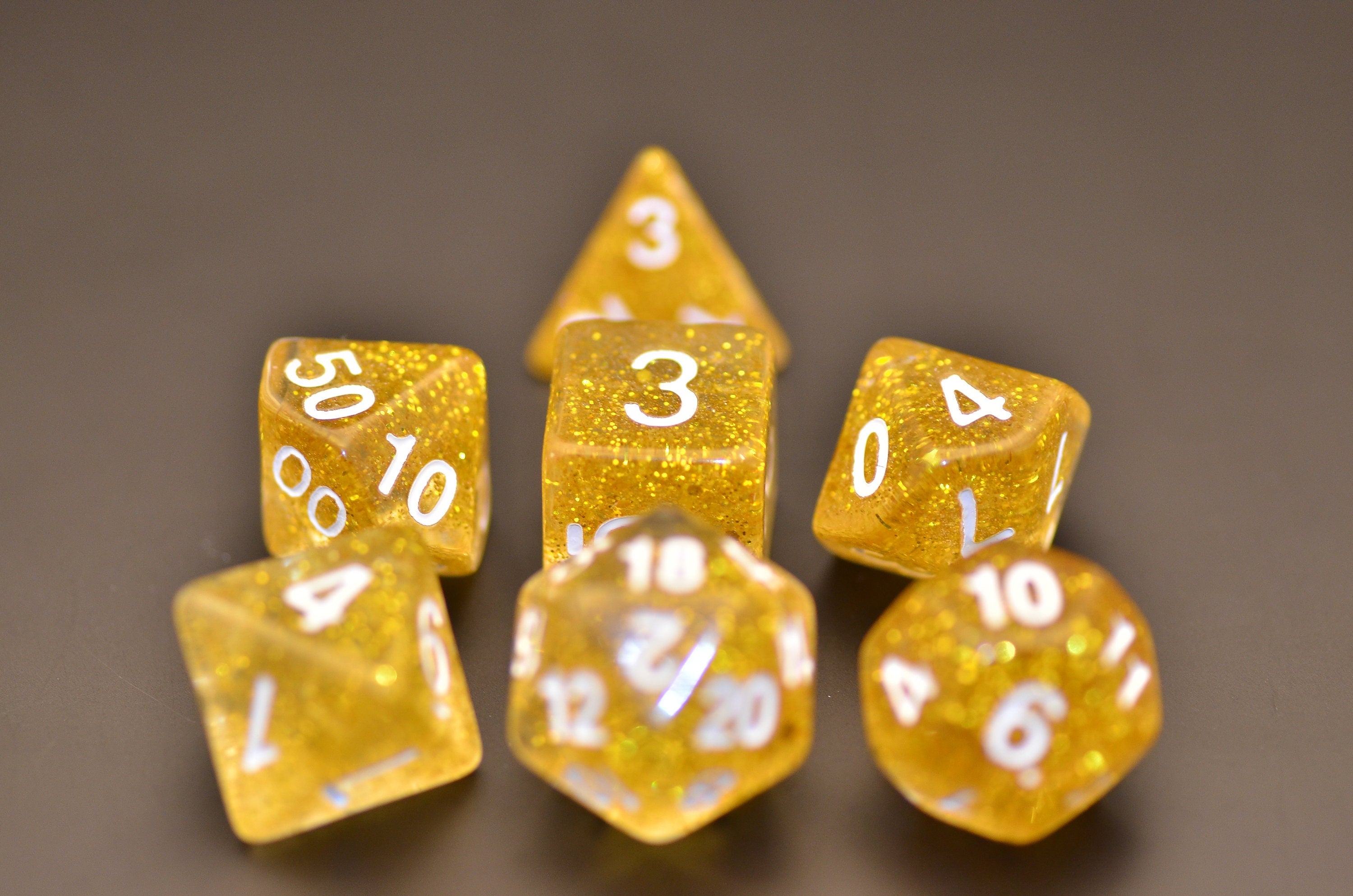Golden tears dice | yellow Dungeons and Dragons dice set | Polyhedral Dice Set of 7 with RPG |Resin dice set for DND abletop game