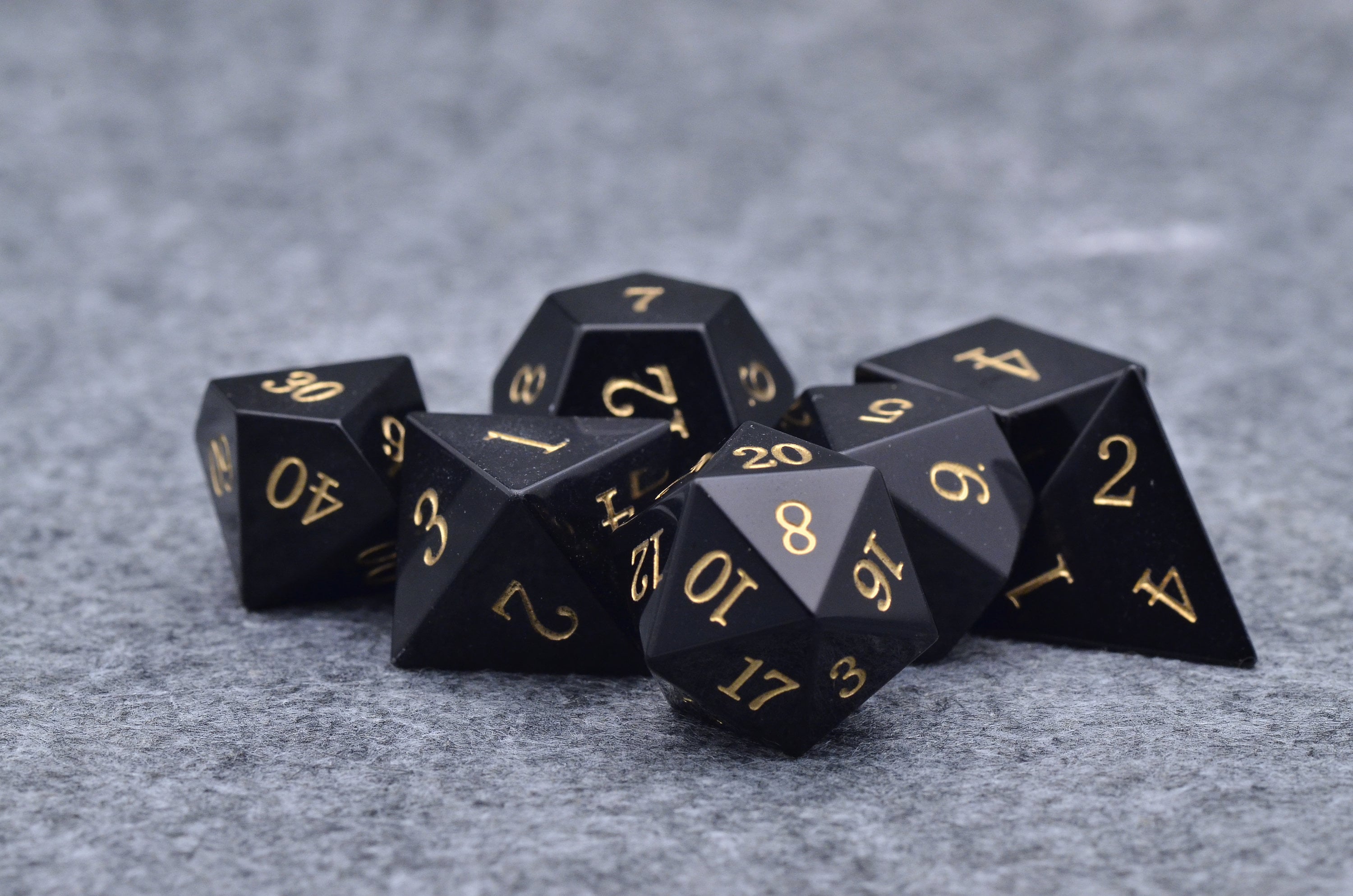 D&D Obsidian Dice Set - Premium Black Polyhedral Dice for Dungeons and Dragons - Gemstone Onyx Die for Tabletop Role Play - Perfect DND Gift