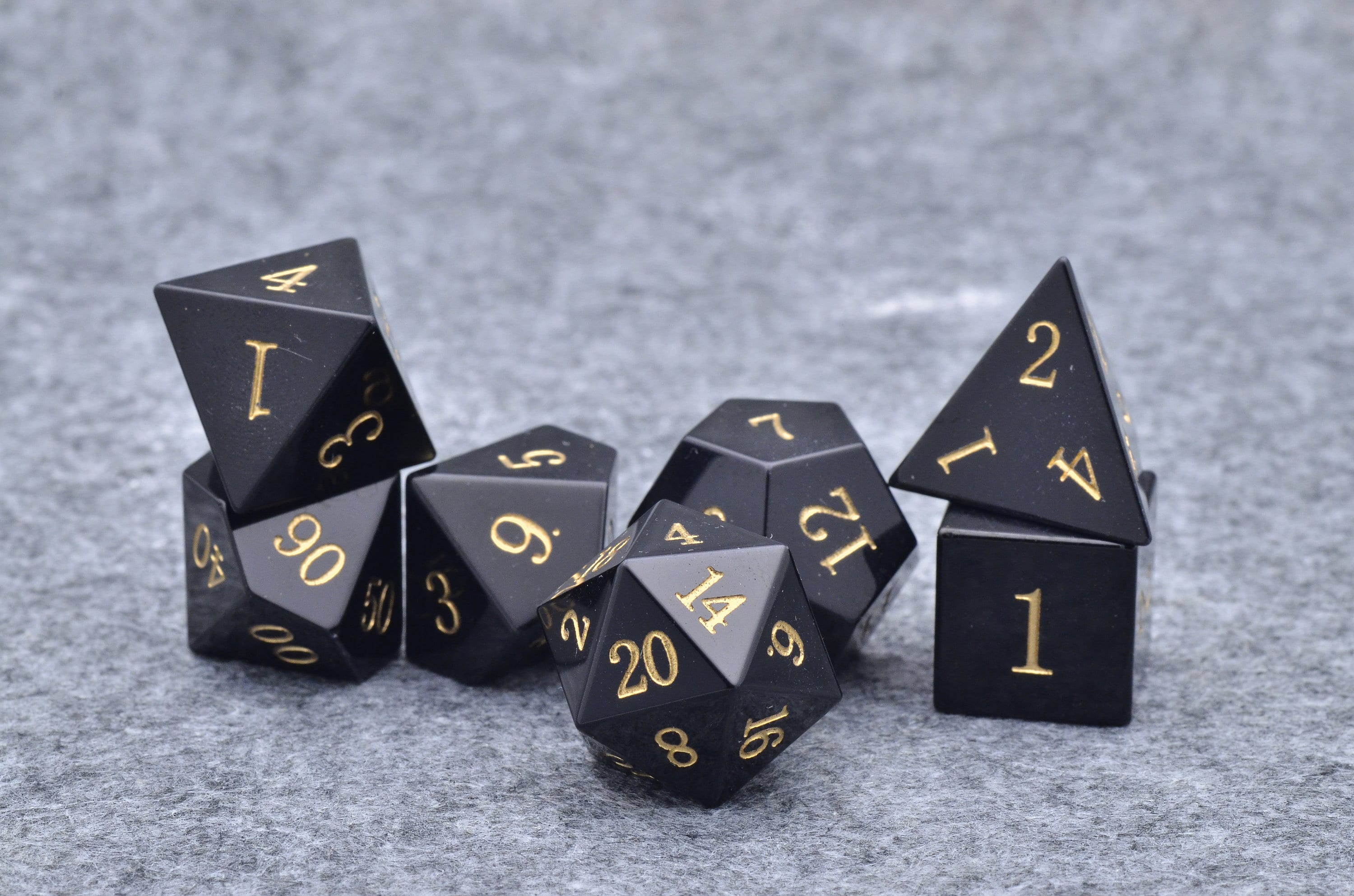 D&D Obsidian Dice Set - Premium Black Polyhedral Dice for Dungeons and Dragons - Gemstone Onyx Die for Tabletop Role Play - Perfect DND Gift