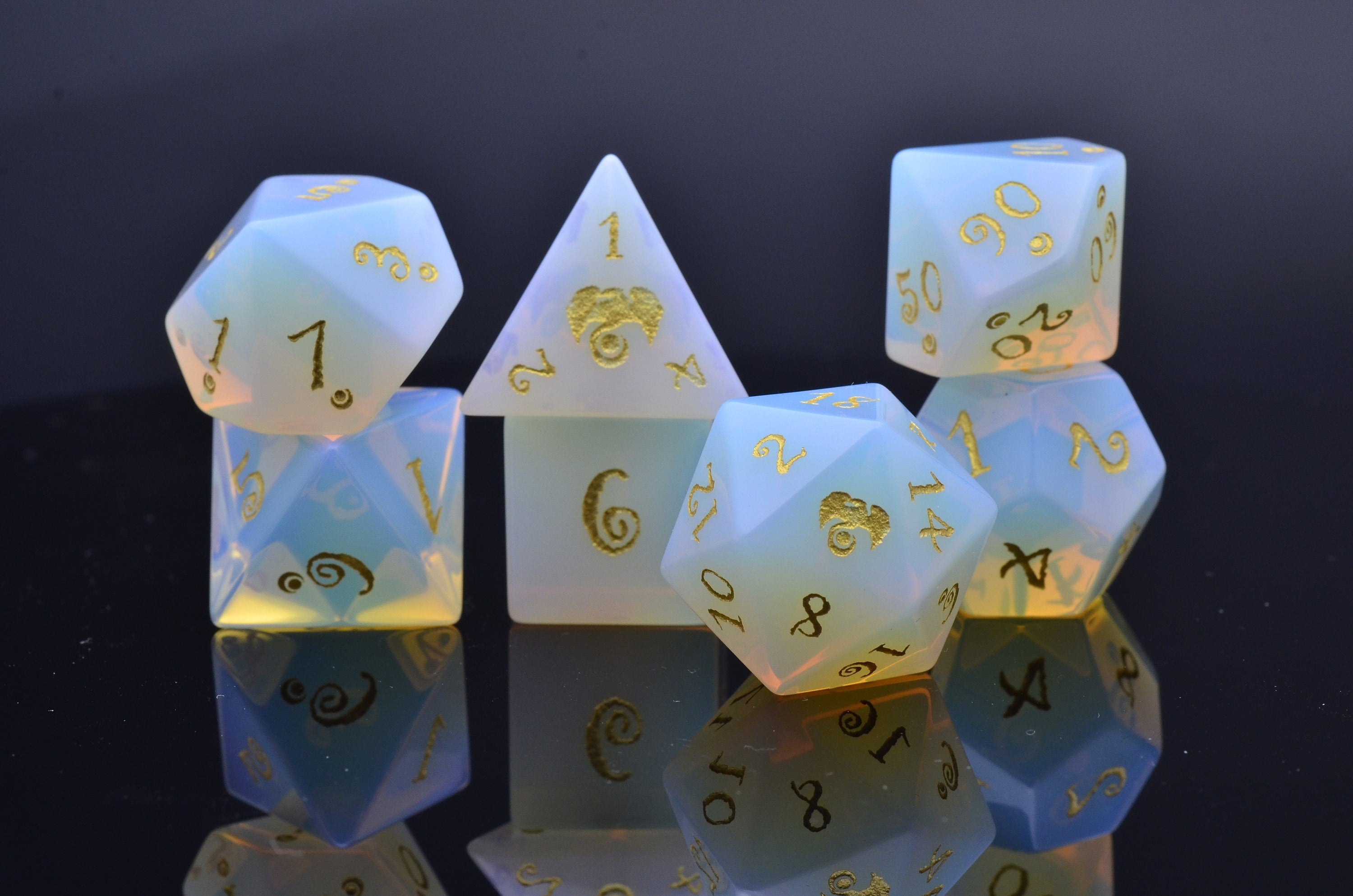 Opalite DND dice set | Gem Dice set Dragon Moon edition | Gemstone Dice set| Opal dice set | DND GIFT