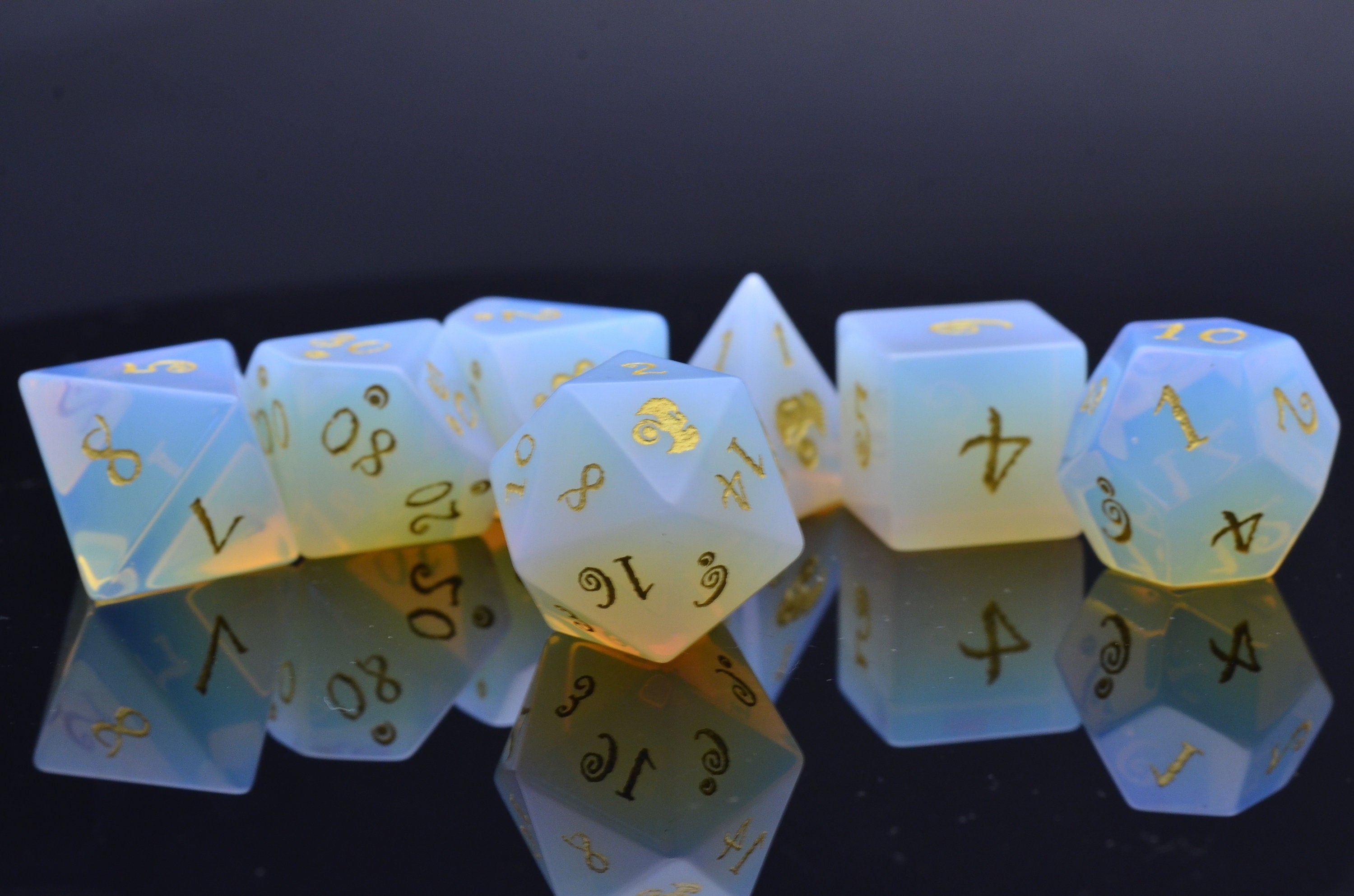 Opalite DND dice set | Gem Dice set Dragon Moon edition | Gemstone Dice set| Opal dice set | DND GIFT