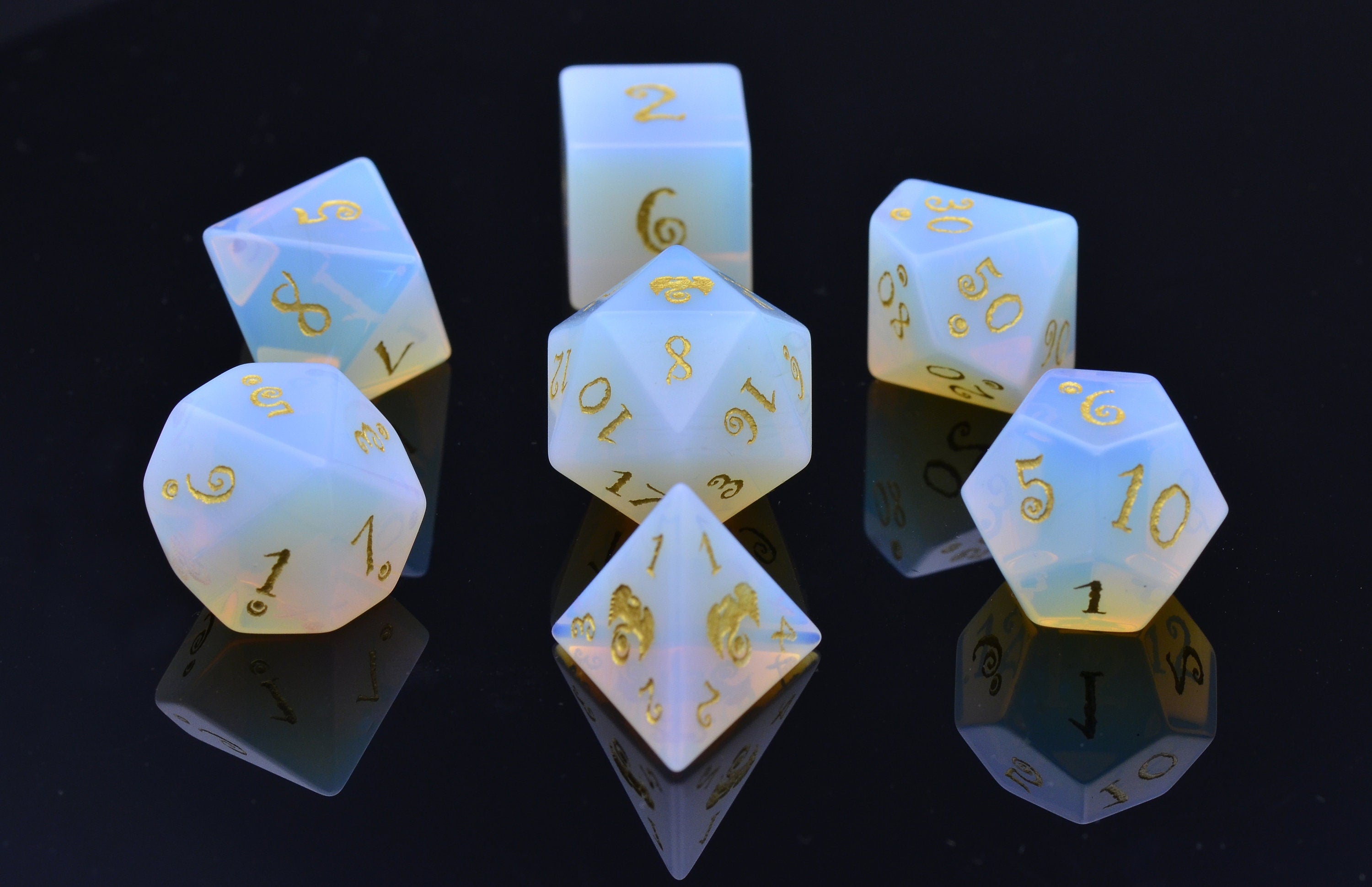 Opalite DND dice set | Gem Dice set Dragon Moon edition | Gemstone Dice set| Opal dice set | DND GIFT