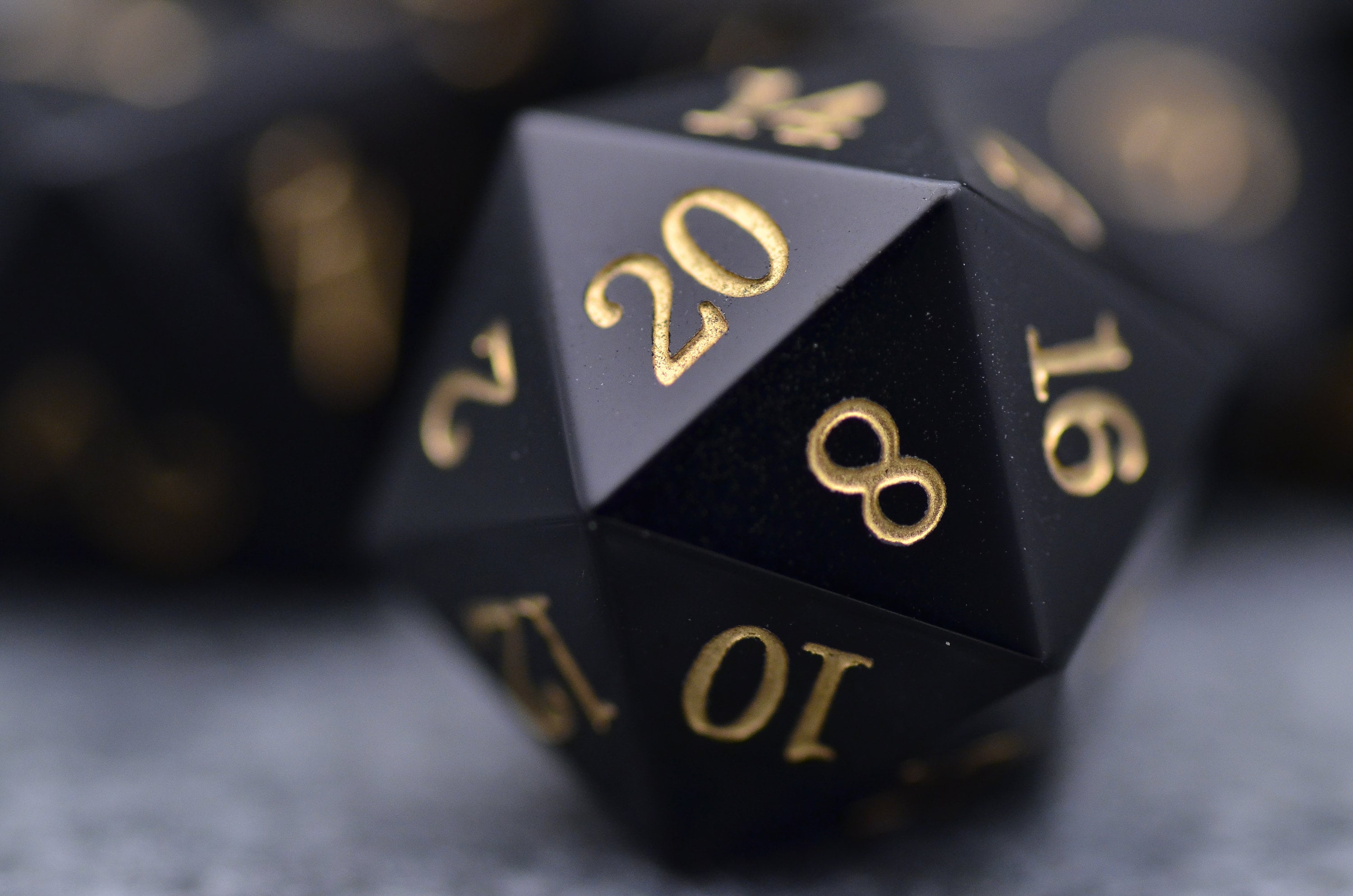 D&D Obsidian Dice Set - Premium Black Polyhedral Dice for Dungeons and Dragons - Gemstone Onyx Die for Tabletop Role Play - Perfect DND Gift