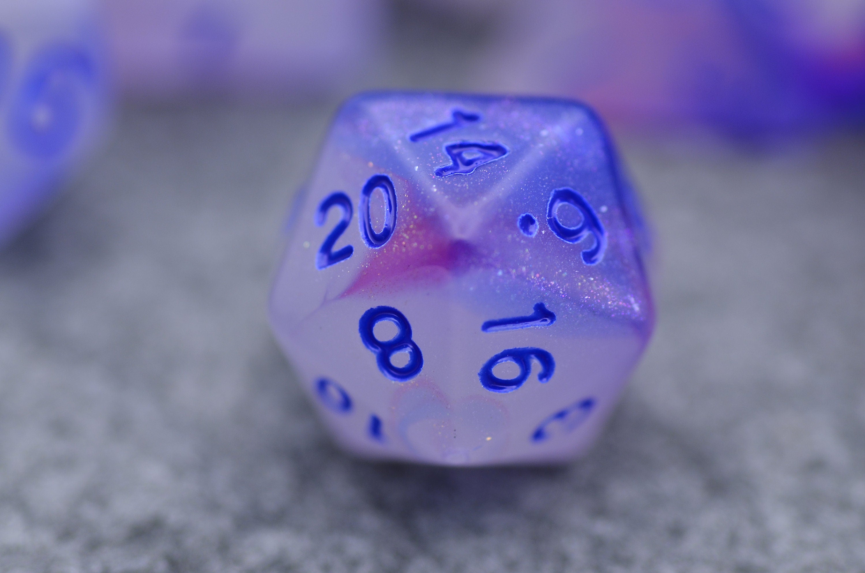 Starry night light dice | Glow In The Dark dice |Noctilucent D&D dice set | Purple blue dice set for Dragons and dungeons