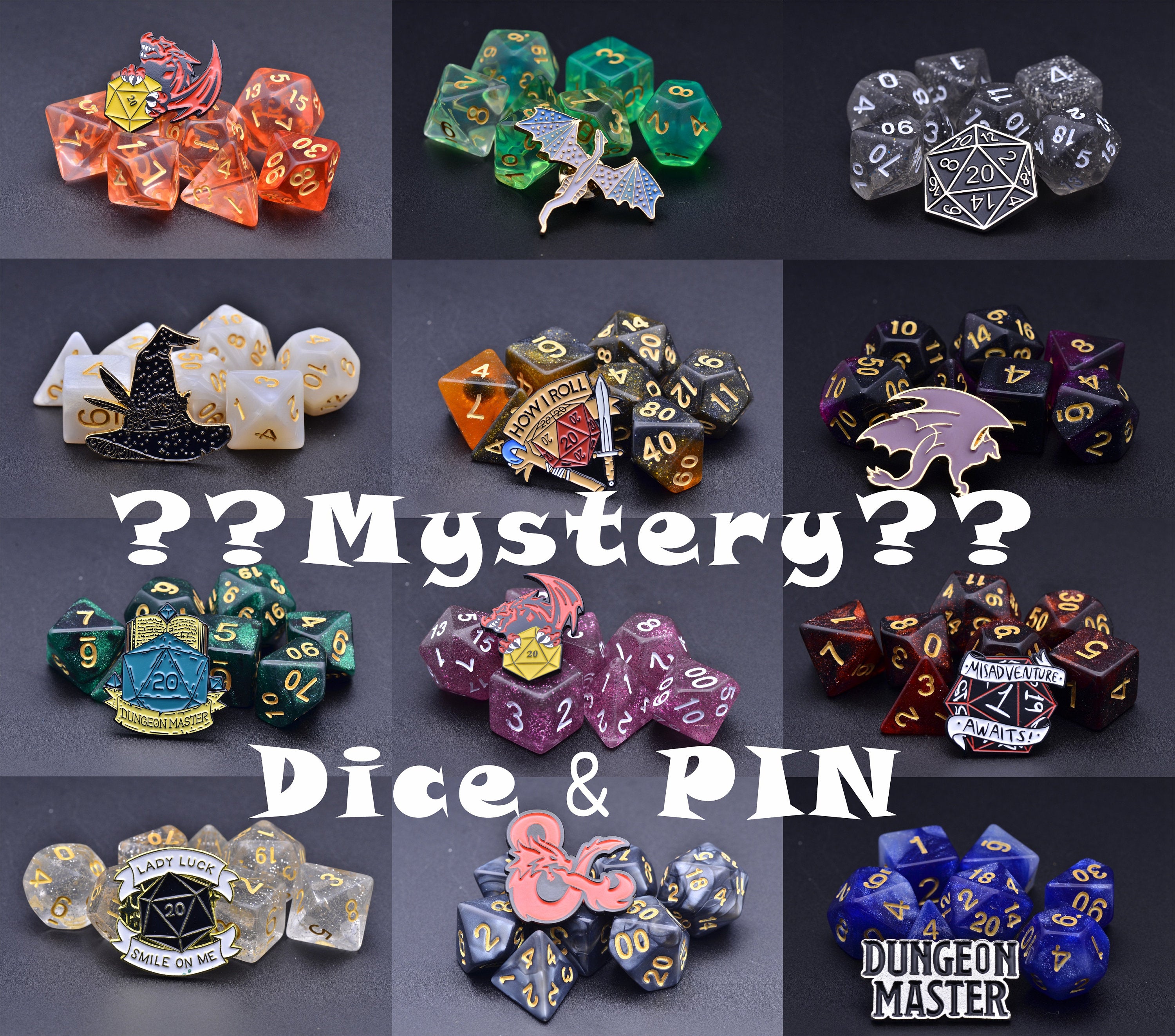 Mystery DND dice set,Mystery Random dice and pin,blind bag dice set,Fortune polyhedral dice set,Dungeons and Dragons DICE,DND gift