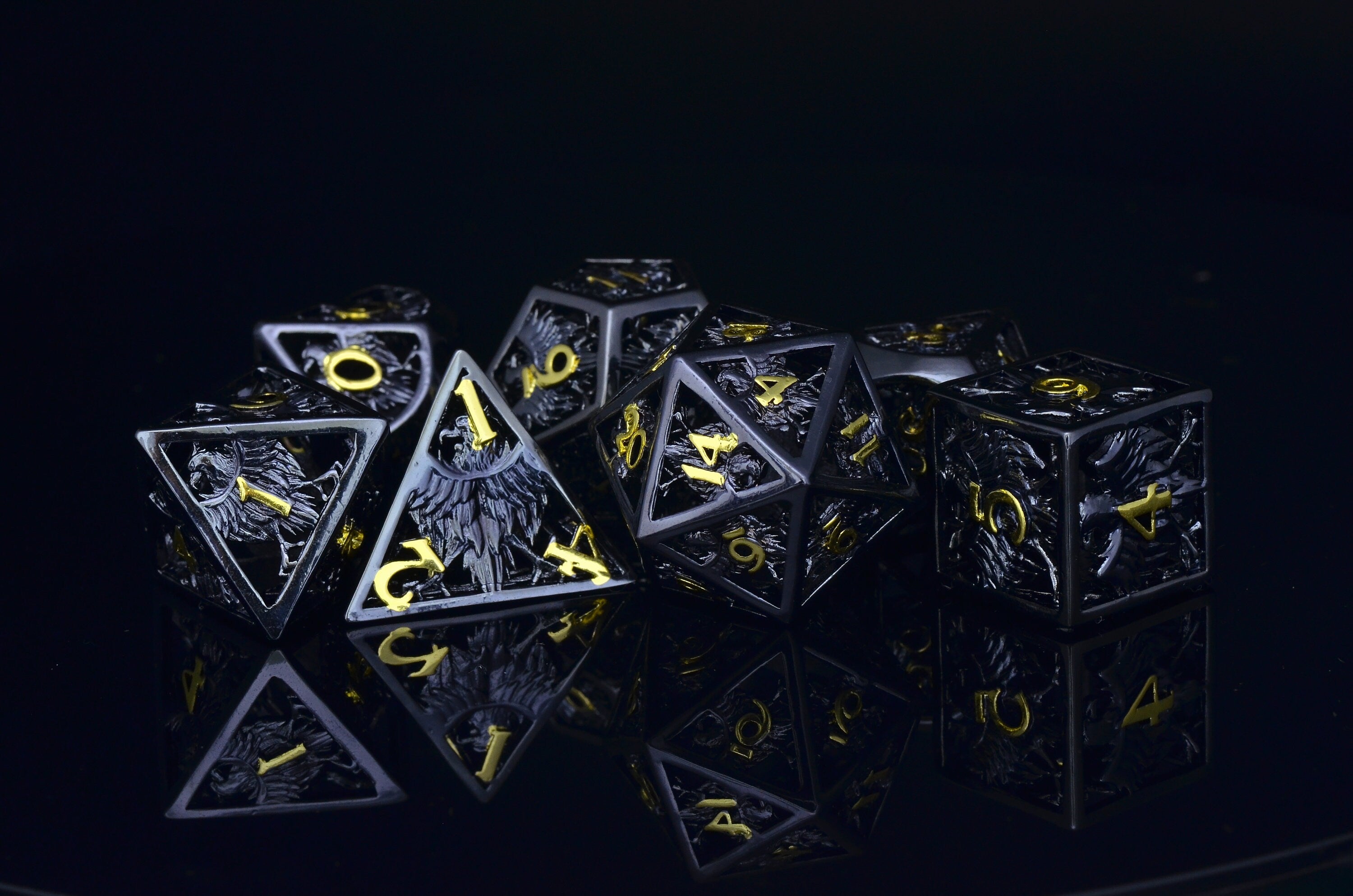 Greyhawk Hollow metal dice | D20 rpg hollow dice | hollow knight Dungeons and Dragons dice set