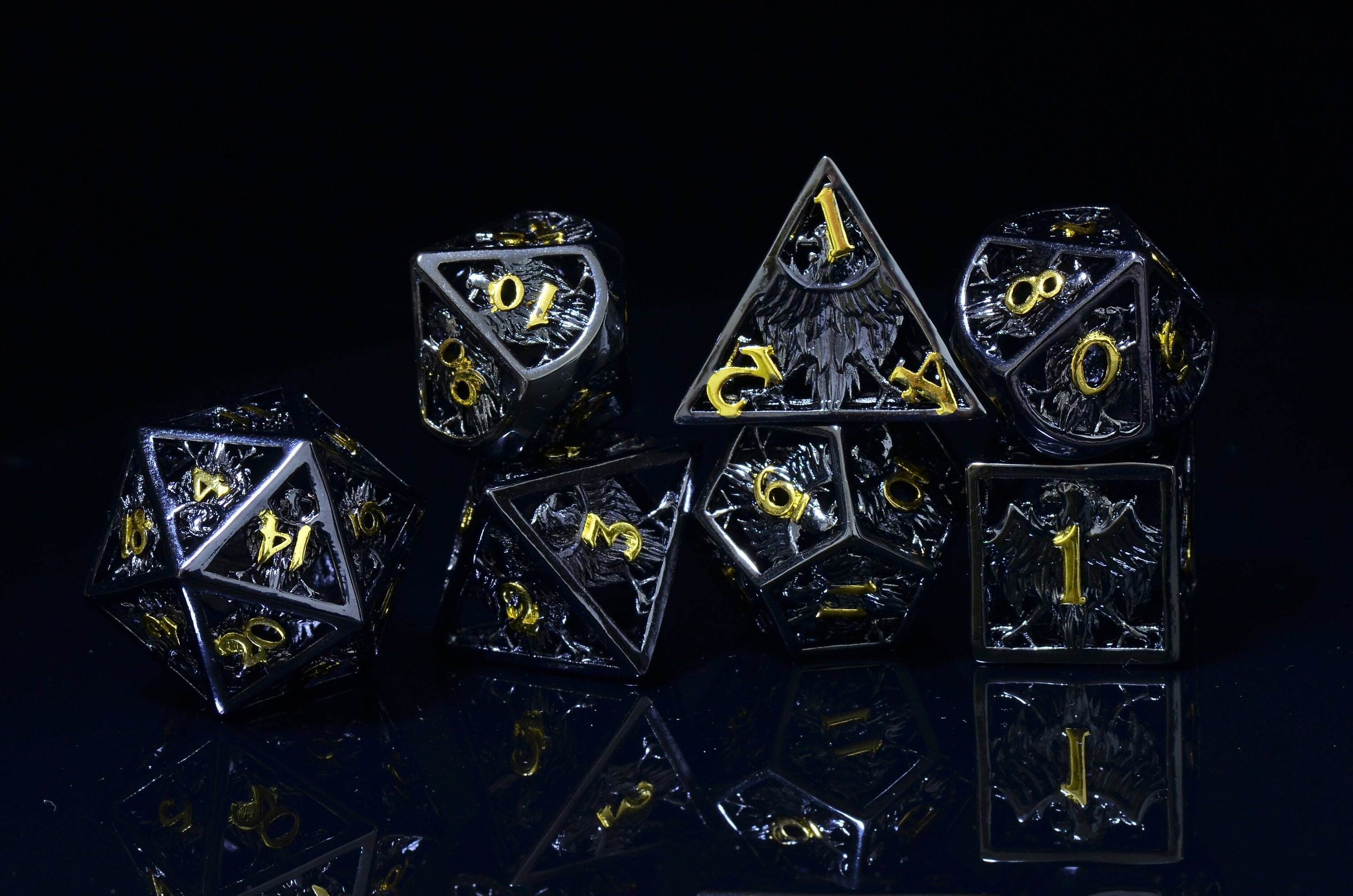 Greyhawk Hollow metal dice | D20 rpg hollow dice | hollow knight Dungeons and Dragons dice set