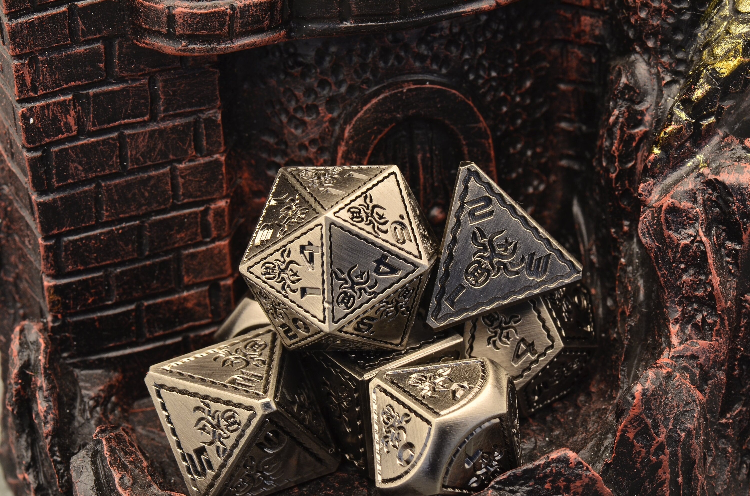 Giant Metal Dice Set - Heavy Cthulhu Octopus Design for DND