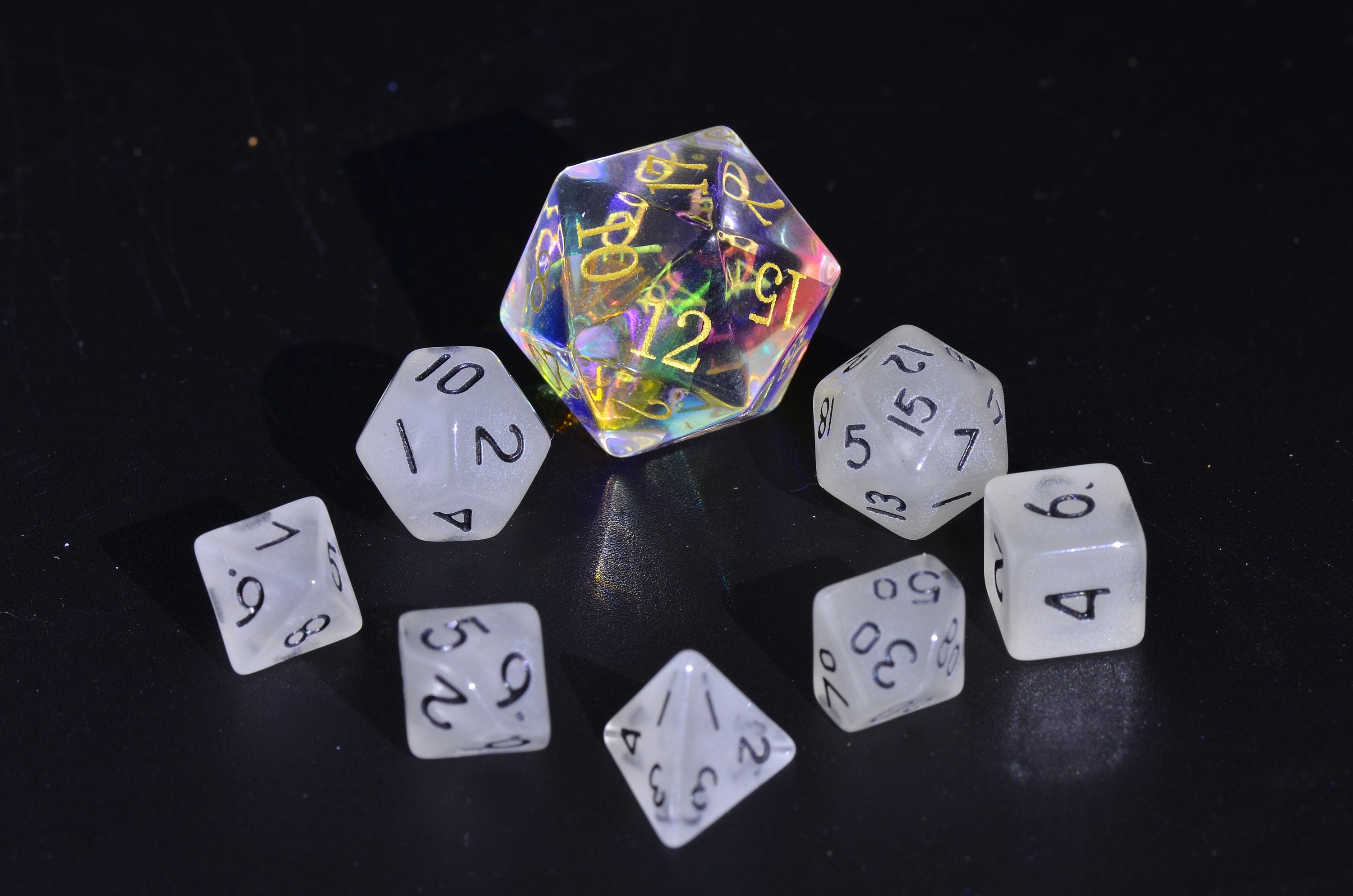 Mini Glow In The Dark dice | Small Dice SET | mini Dungeons and Dragons dice |Dungeons and Dragons dice SET