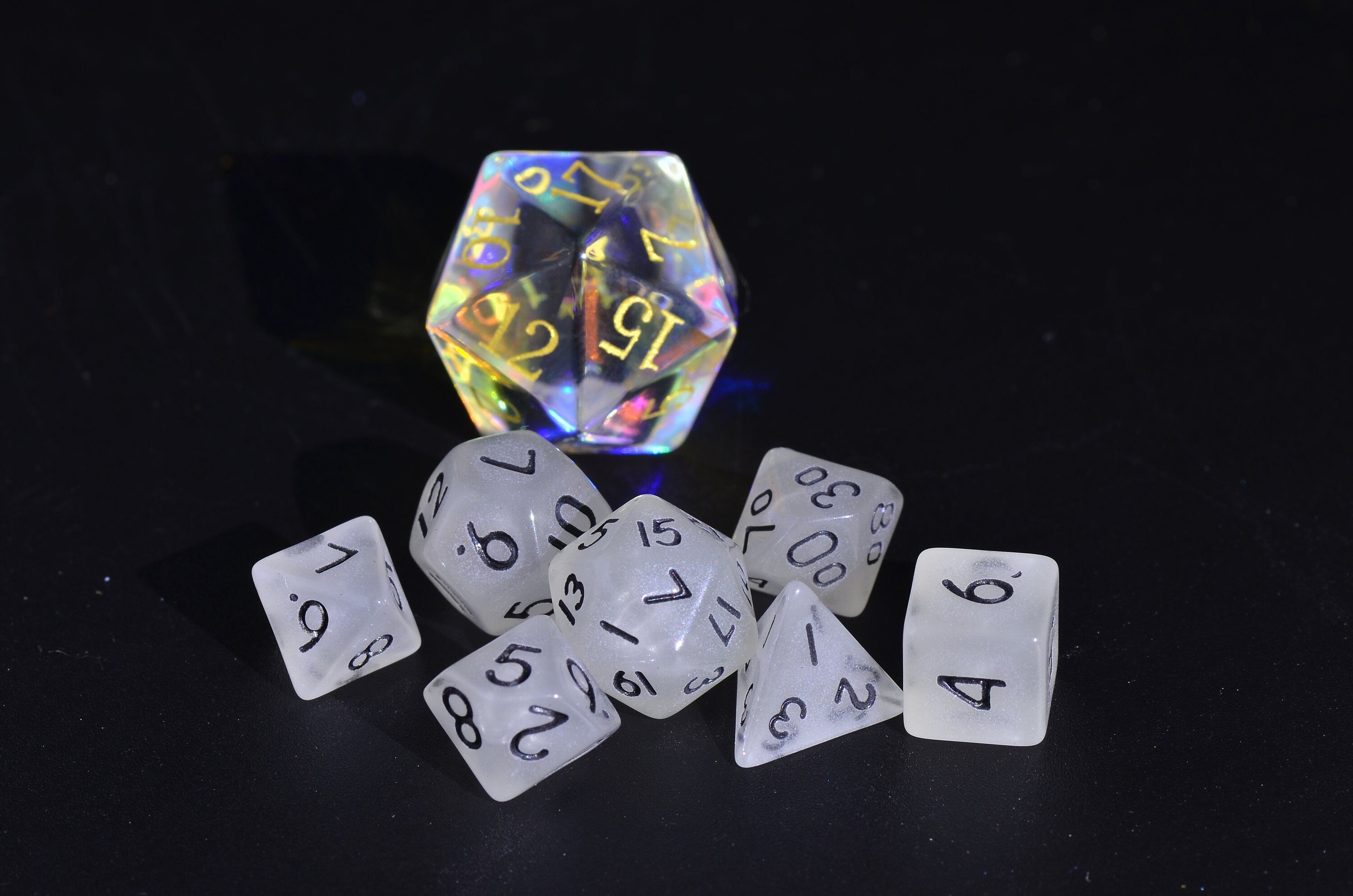 Mini Glow In The Dark dice | Small Dice SET | mini Dungeons and Dragons dice |Dungeons and Dragons dice SET