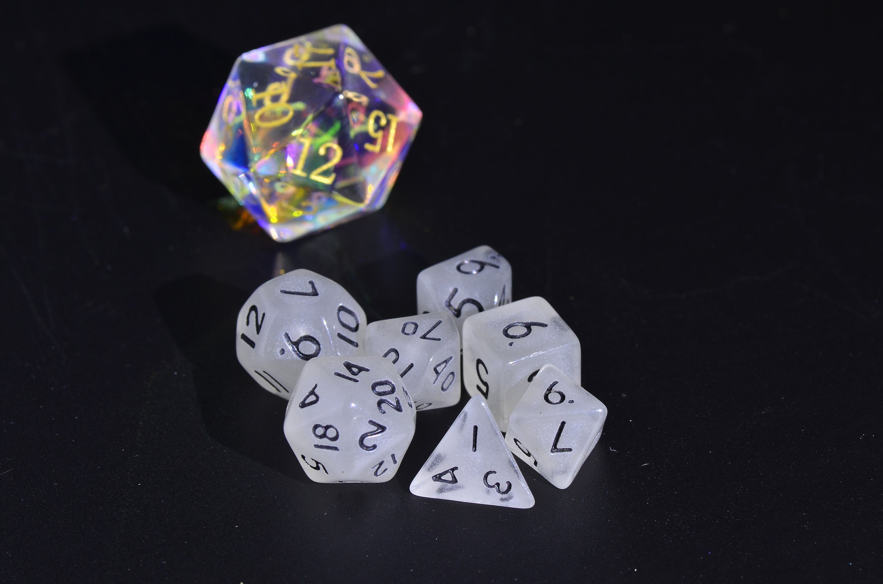 Mini Glow In The Dark dice | Small Dice SET | mini Dungeons and Dragons dice |Dungeons and Dragons dice SET
