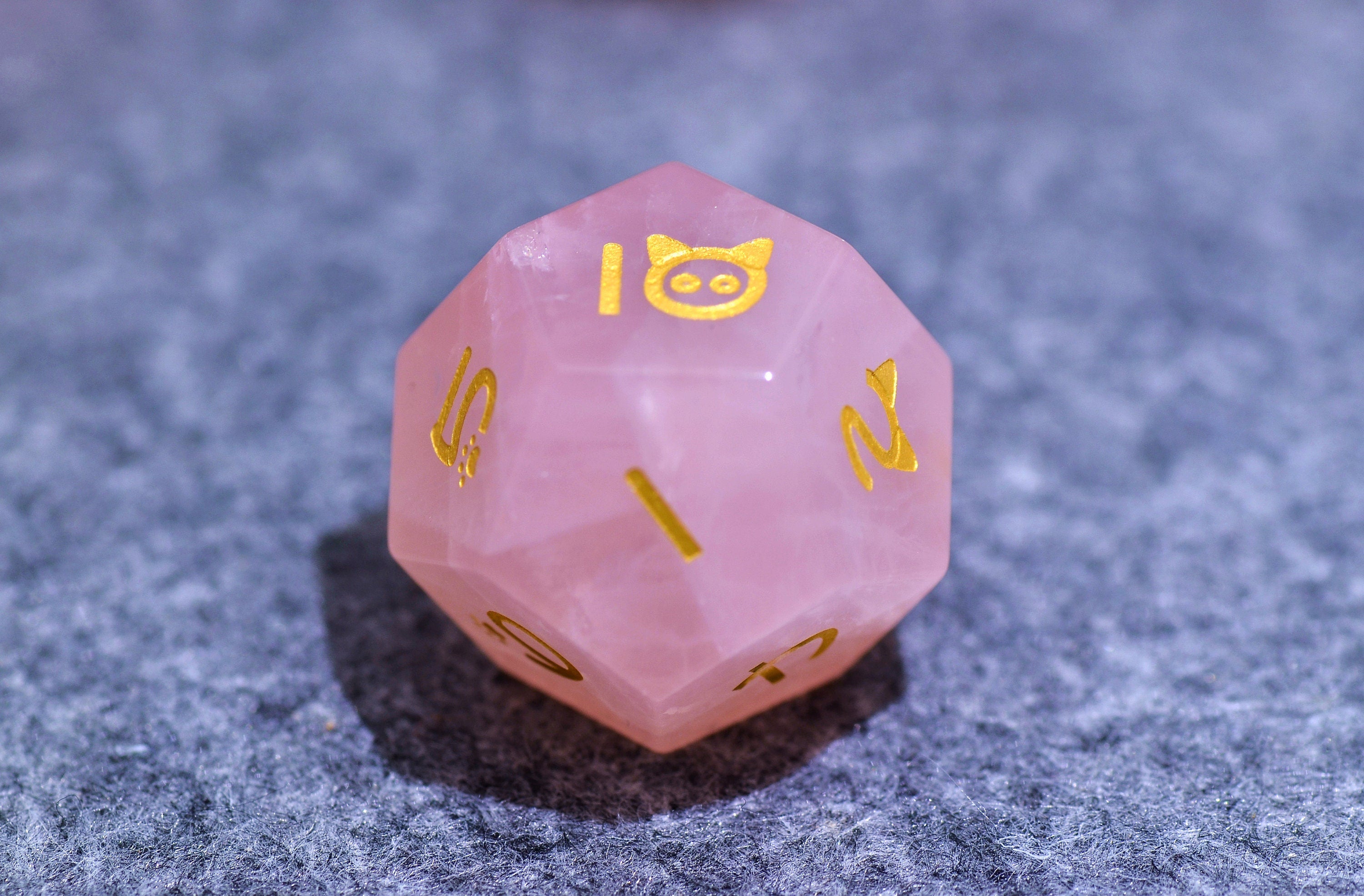 DND Rose Quartz cat dice set | pink Sailor Moon dice set |pastel pink cat moon DCIE | Gemstone dice set | polyhedral dice Valentine's gift