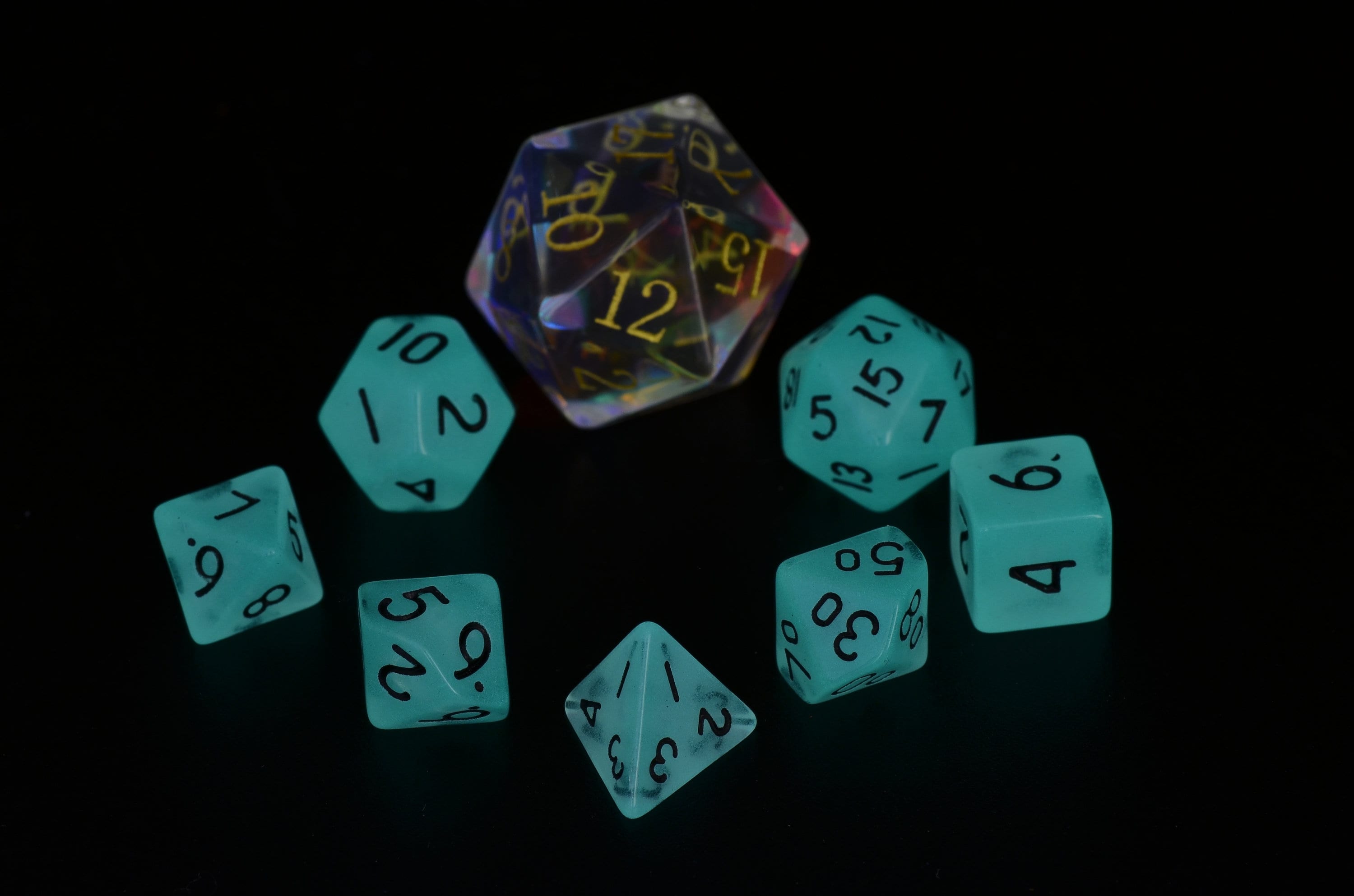 Mini Glow In The Dark dice | Small Dice SET | mini Dungeons and Dragons dice |Dungeons and Dragons dice SET