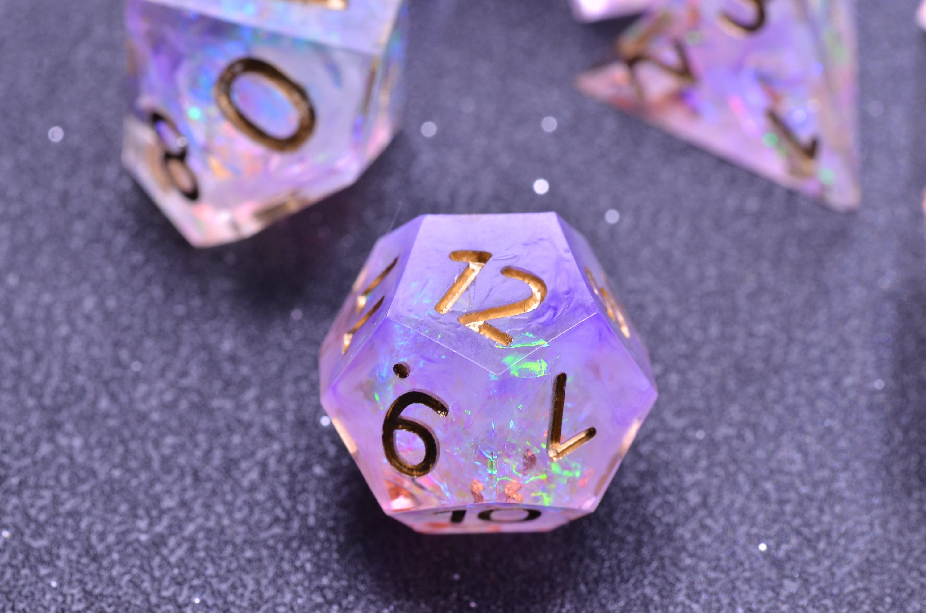 Wizard Purple Polyhedral Dice Set - Sharp Edge Dungeons and Dragons Gaming Set