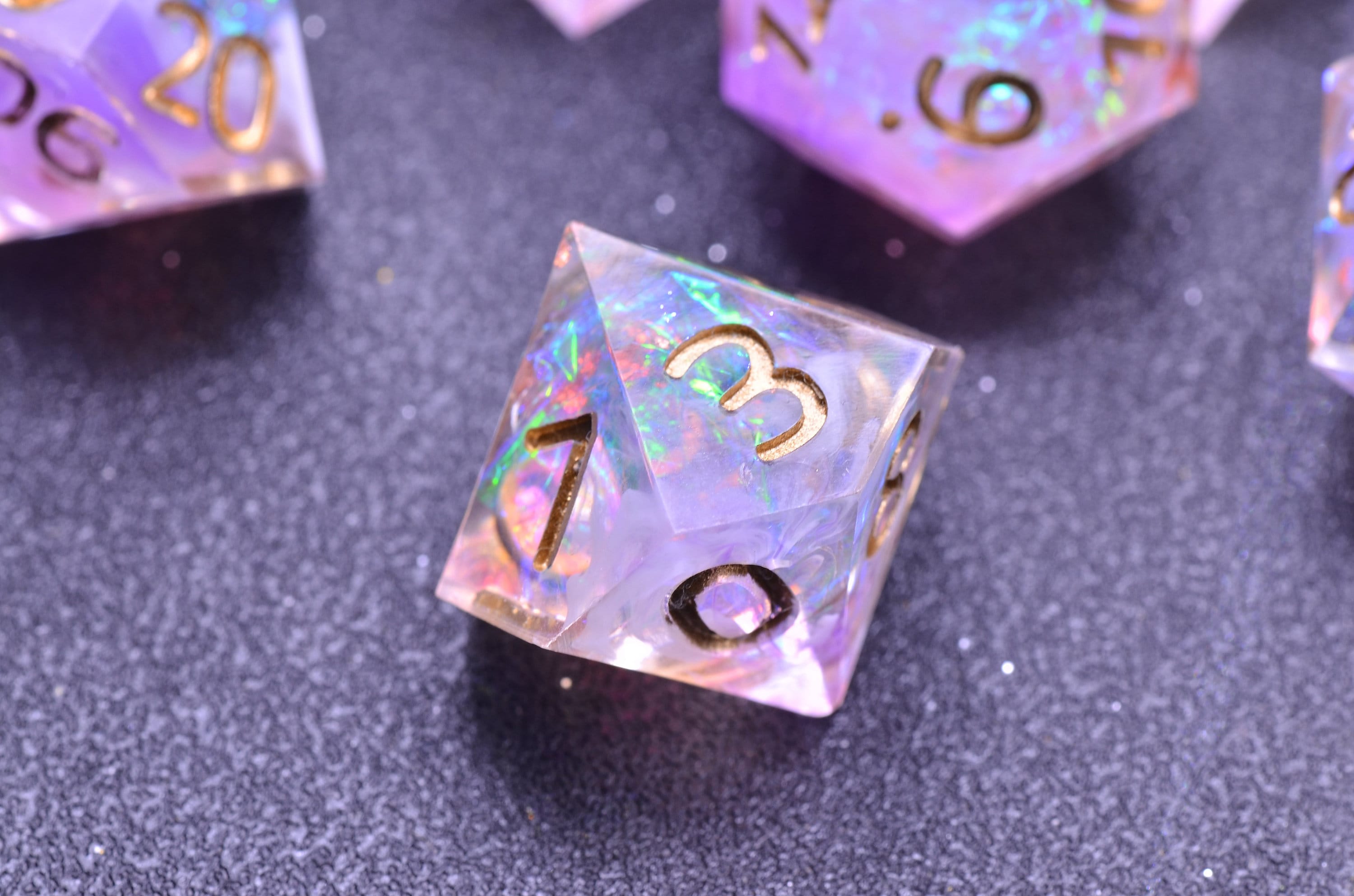 Wizard Purple Polyhedral Dice Set - Sharp Edge Dungeons and Dragons Gaming Set