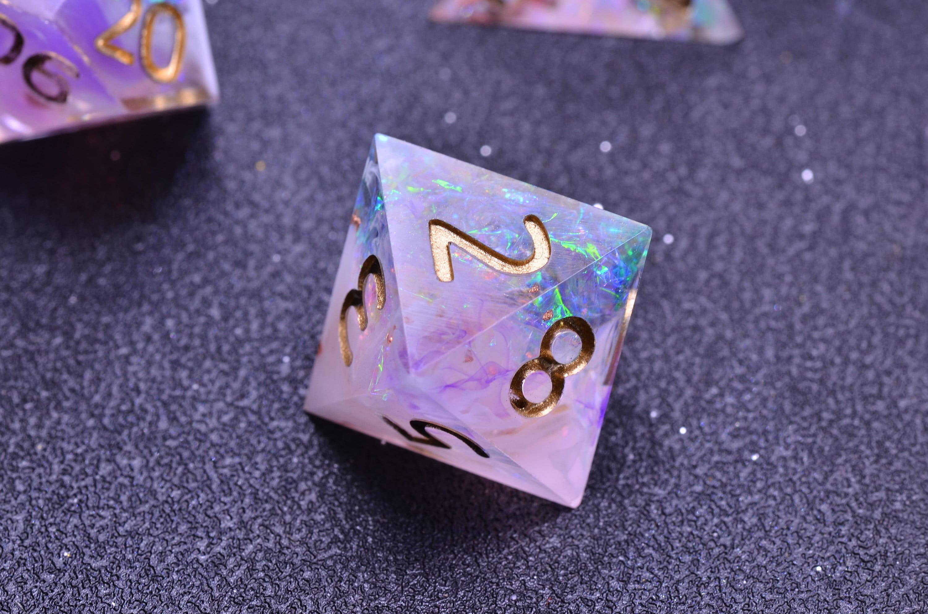 Wizard Purple Polyhedral Dice Set - Sharp Edge Dungeons and Dragons Gaming Set