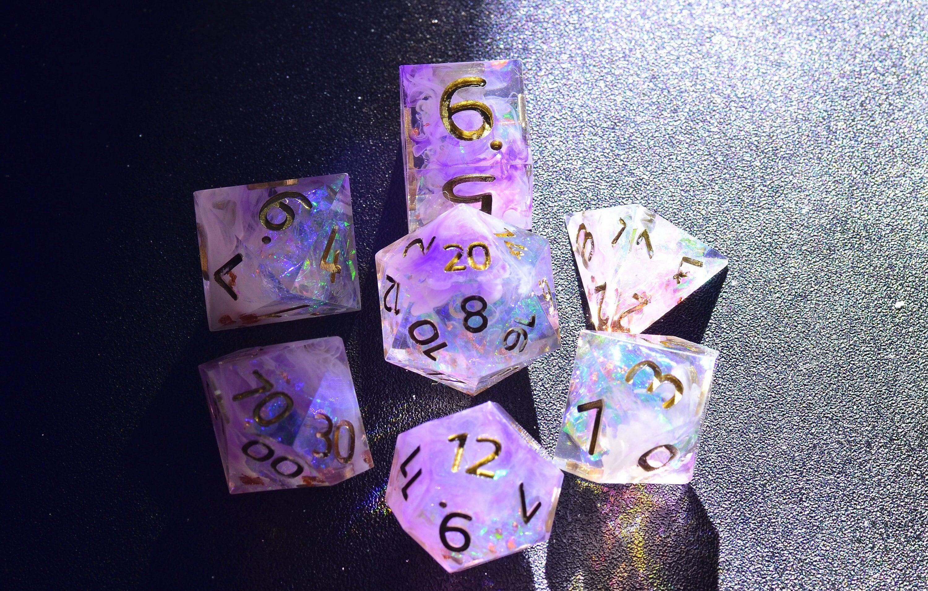 Wizard Purple Polyhedral Dice Set - Sharp Edge Dungeons and Dragons Gaming Set