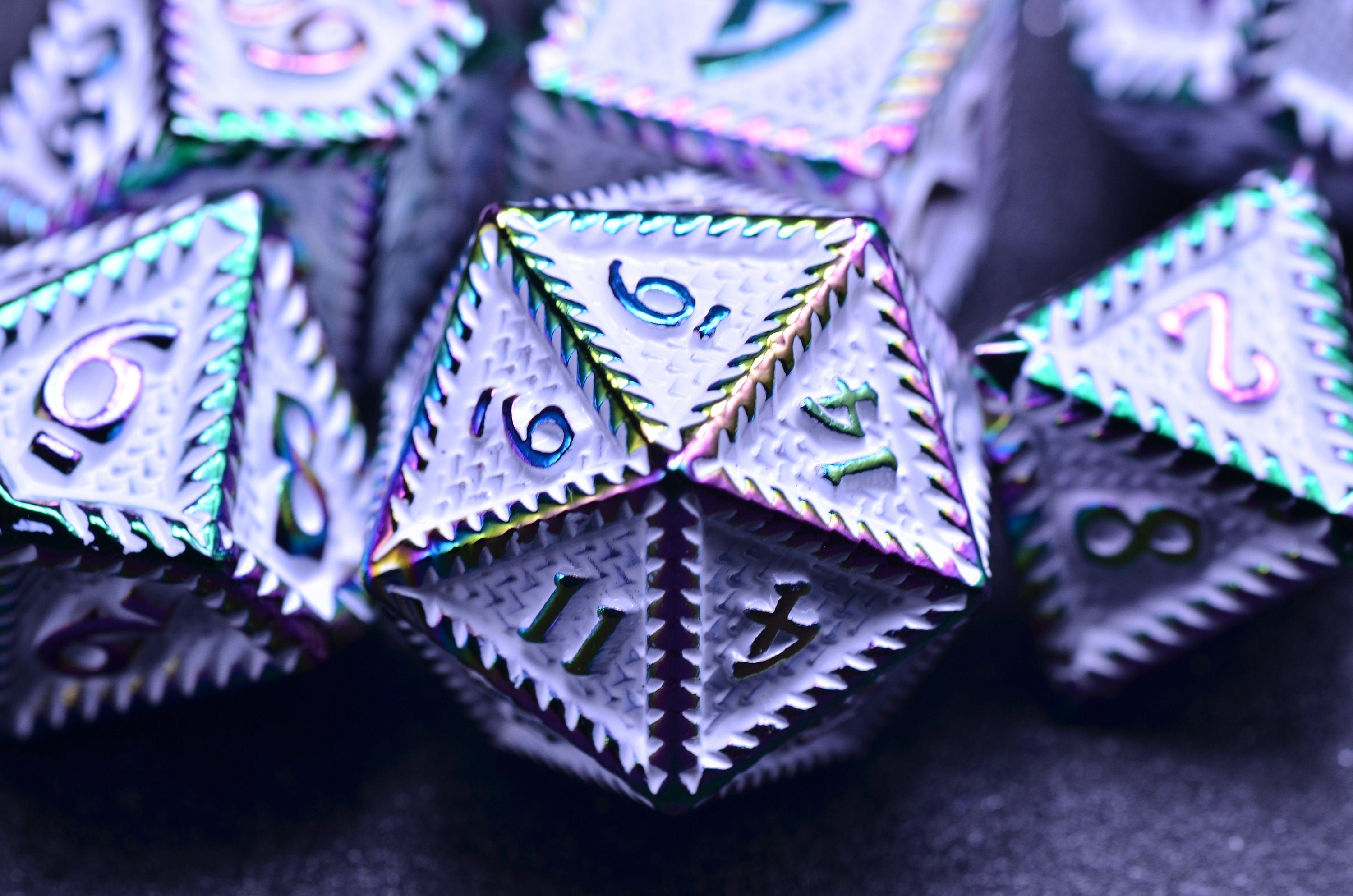 Rainbow dragon scale dice| Dungeons and Dragons Metal Dice set | polyhedral D&D dice set
