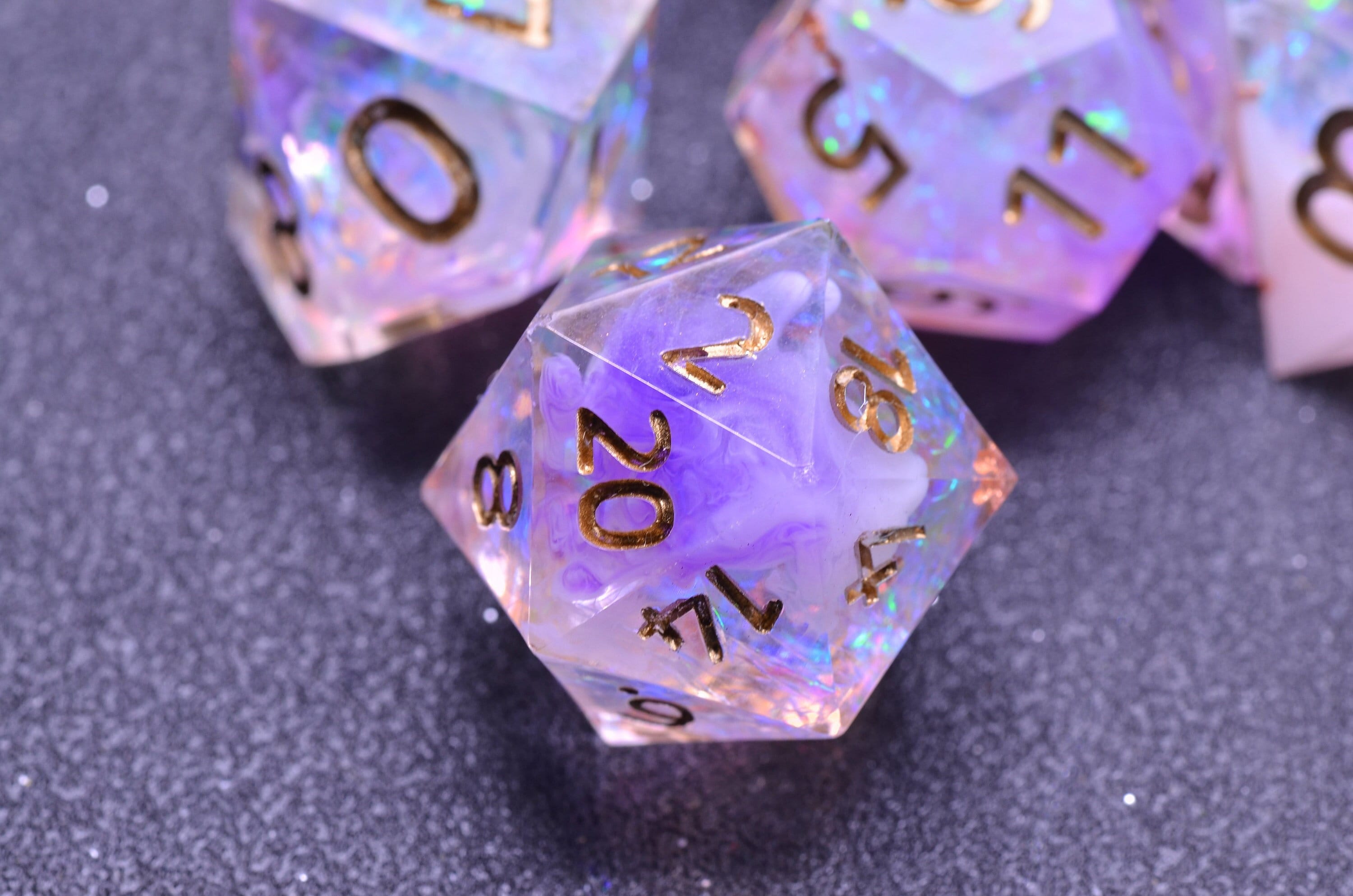 Wizard Purple Polyhedral Dice Set - Sharp Edge Dungeons and Dragons Gaming Set