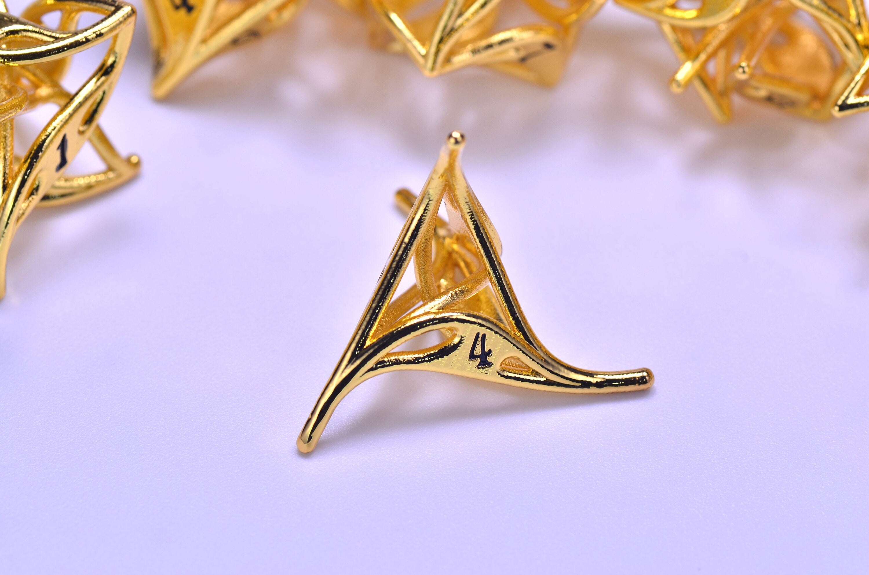 Gold Swirl Metal Dice Set - Unique Hollow Vortex for DND Collection