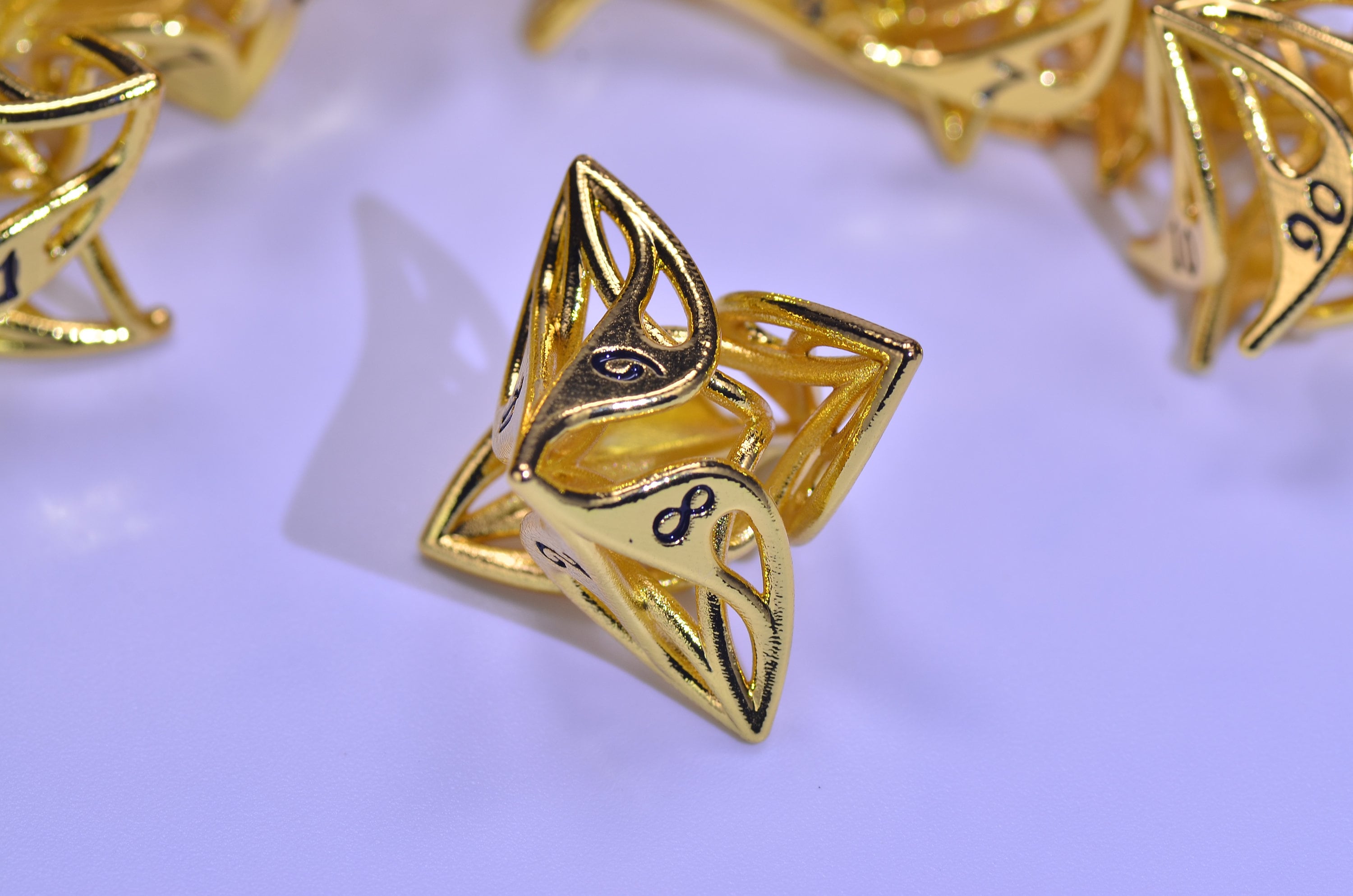Gold Swirl Metal Dice Set - Unique Hollow Vortex for DND Collection