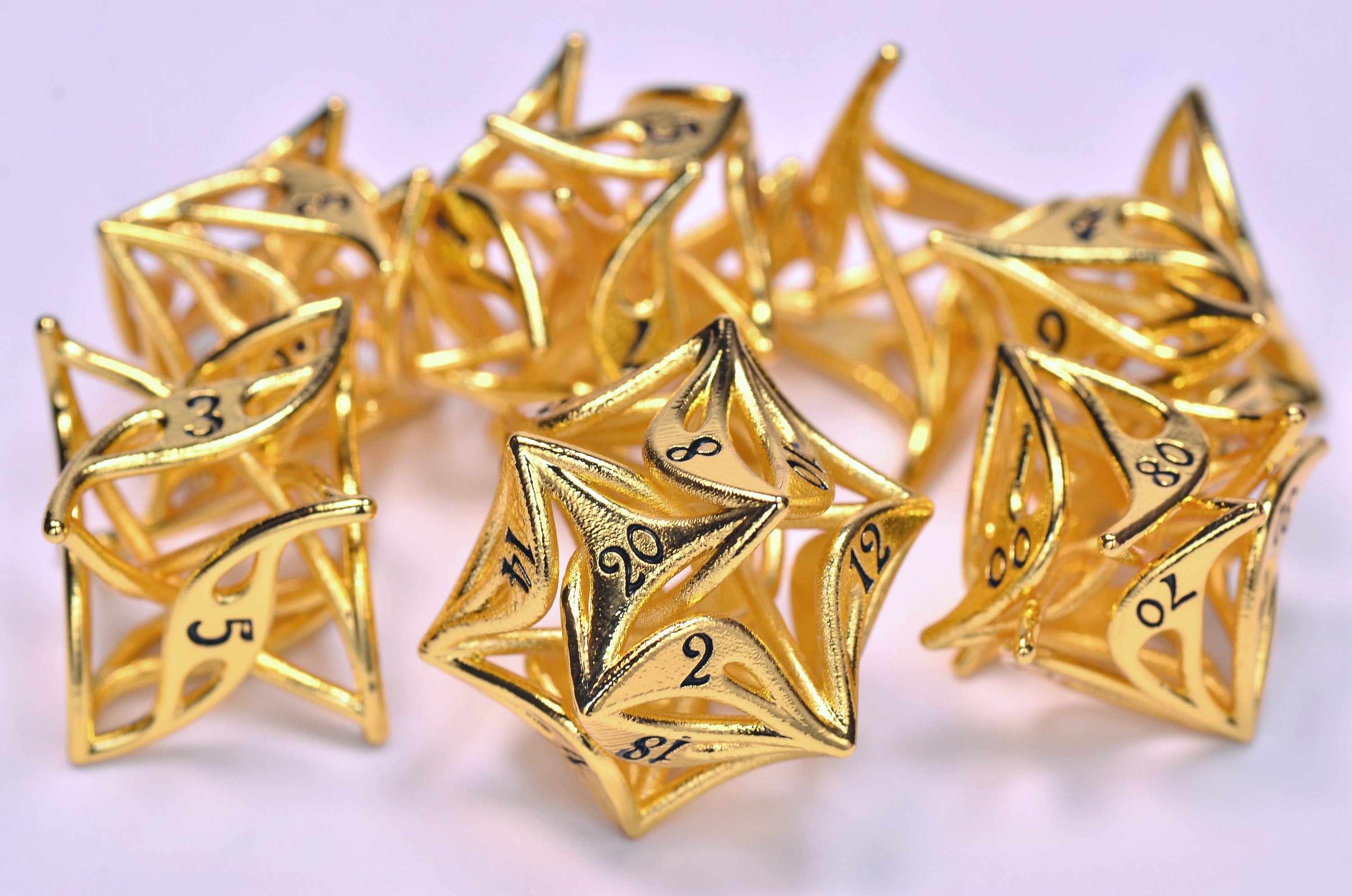Gold swirl metal DND dice set | Vortex Polyhedral metal | unique hollow arcanum dice |Dungeons and Dragons dice set |Dice collection gift