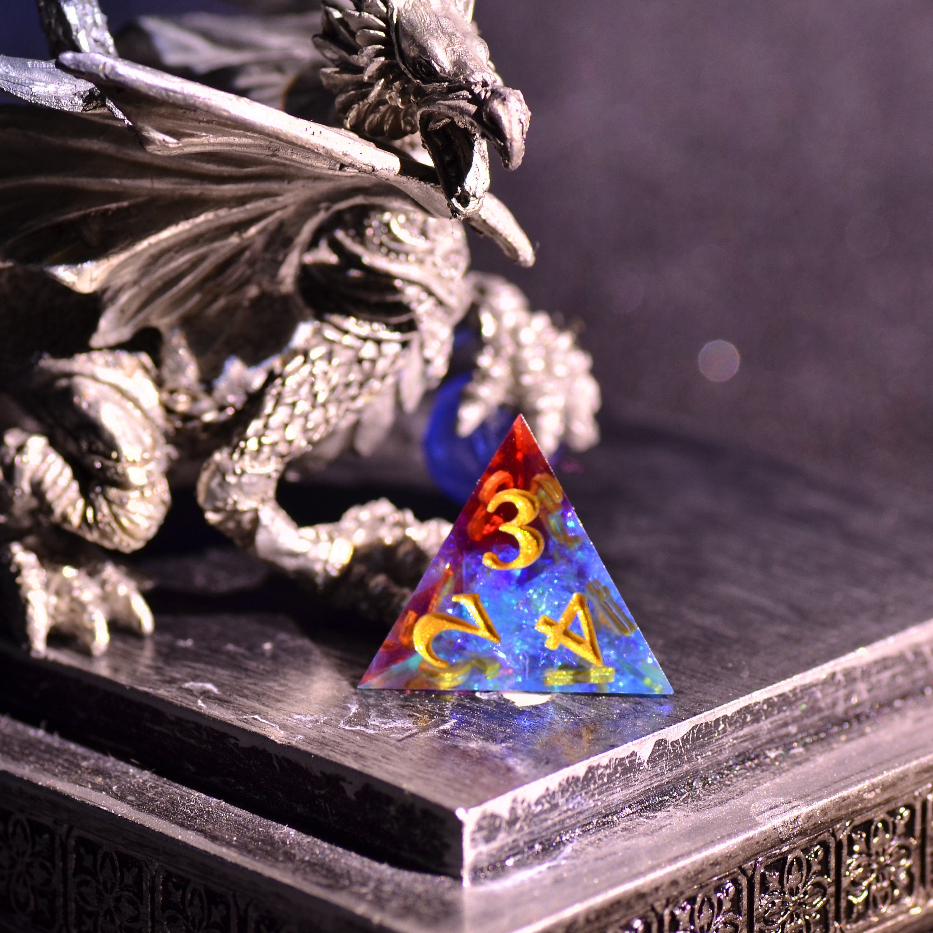 Blood Red Cyber Dice set | Dungeons and Dragons wizard dice set | Resin Sharp Edge dice | D&D Polyhedral dice