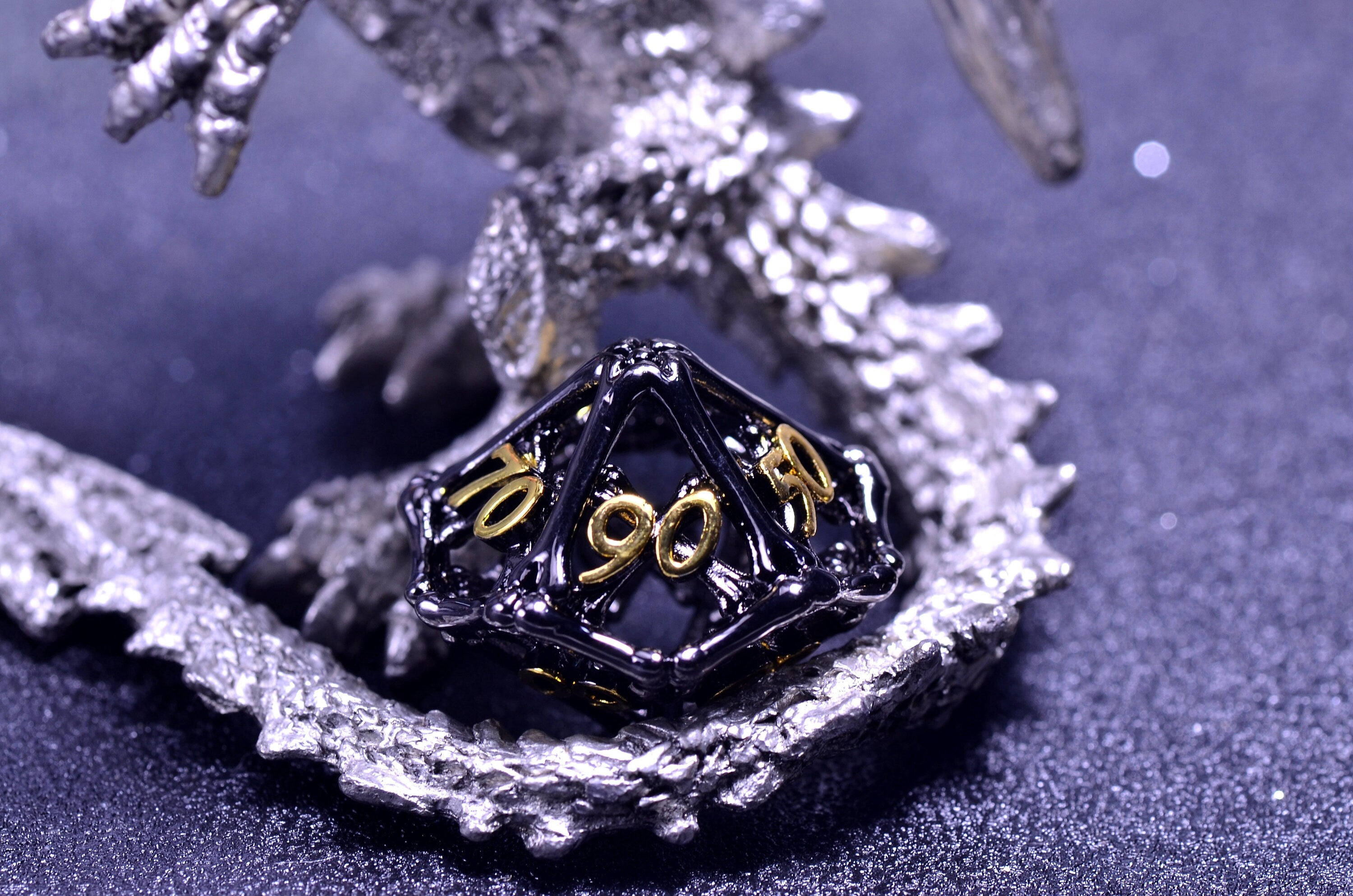 Black bone hollow dice | Dungeons and Dragons metal dice | D&D hollow dice set |Necromaner dice| Board game Halloween dice