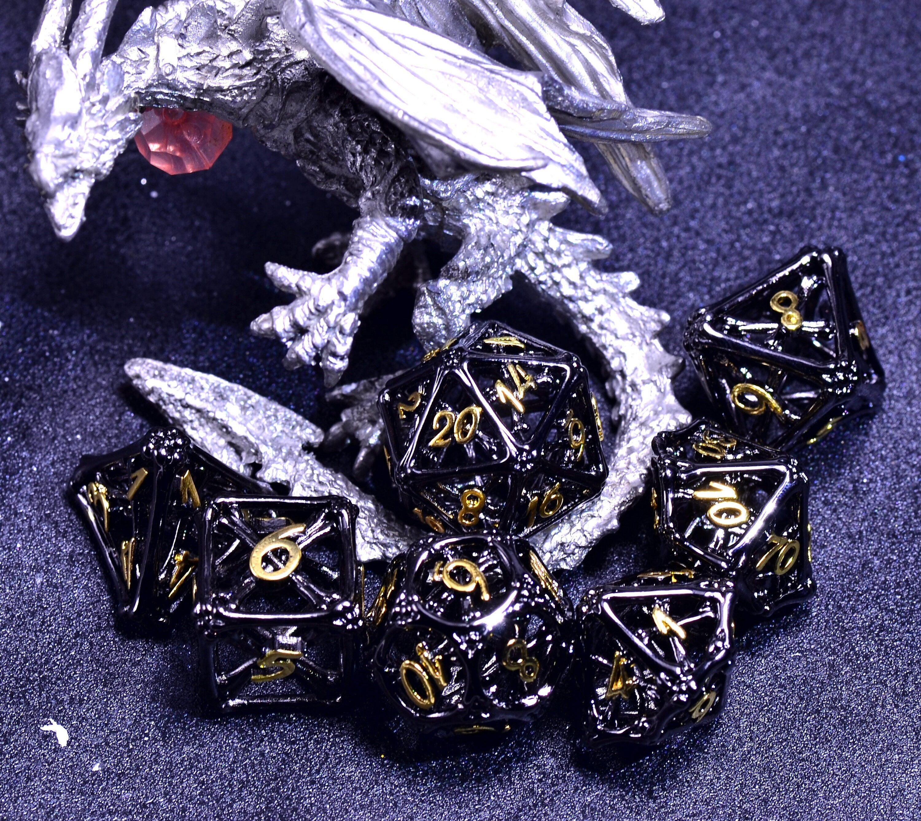 Black bone hollow dice | Dungeons and Dragons metal dice | D&D hollow dice set |Necromaner dice| Board game Halloween dice