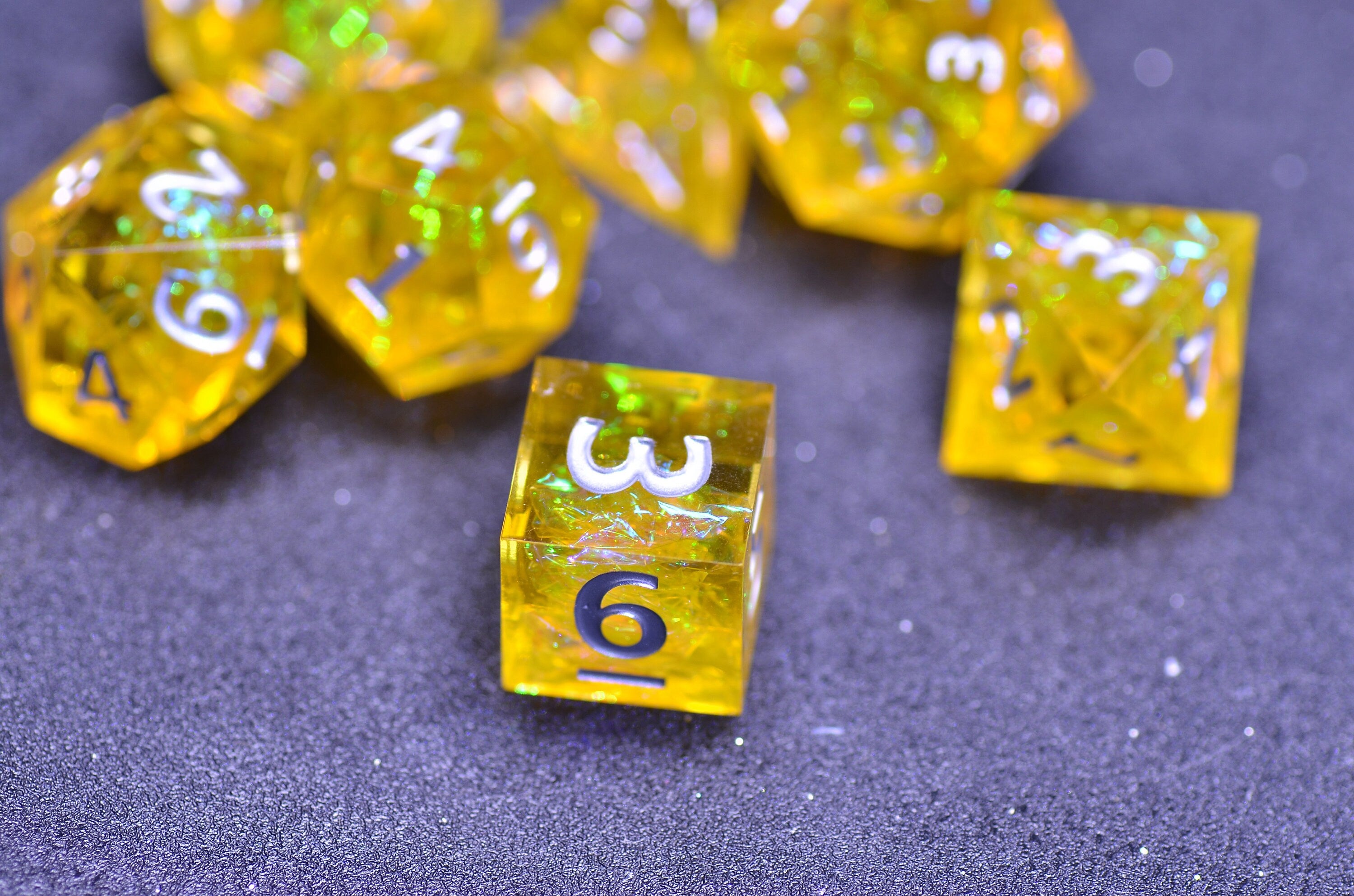 Amber Dice SET | | yellow resin D&D DICE | Sharp Edges Dice | Dungeons and Dragons Board Game of Dice