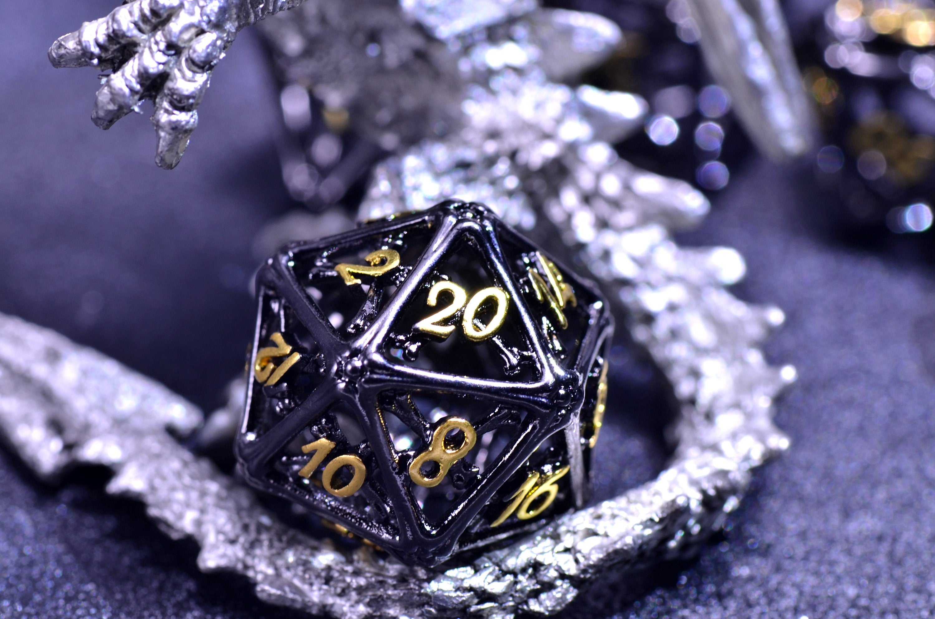 Black bone hollow dice | Dungeons and Dragons metal dice | D&D hollow dice set |Necromaner dice| Board game Halloween dice