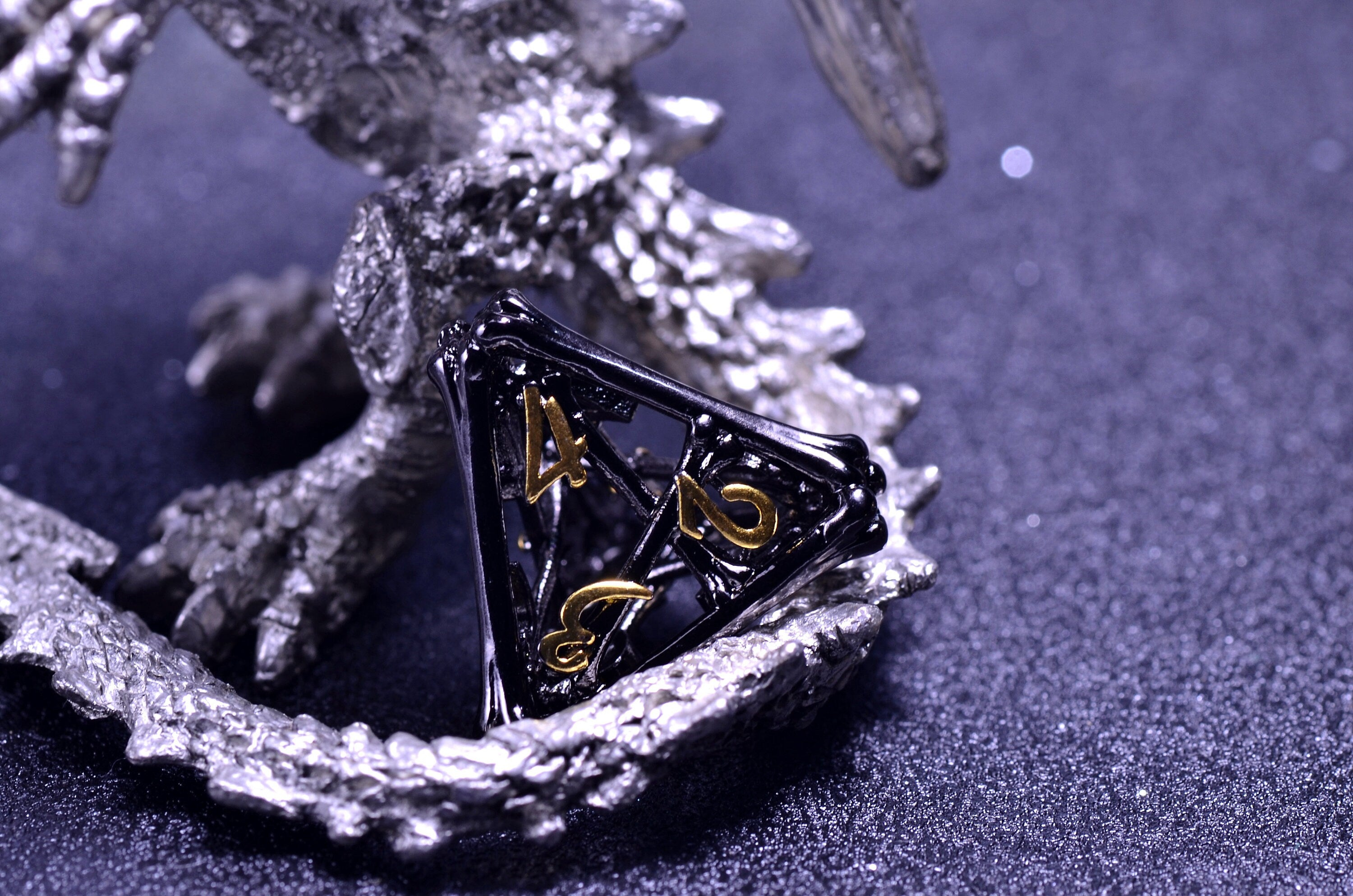 Black bone hollow dice | Dungeons and Dragons metal dice | D&D hollow dice set |Necromaner dice| Board game Halloween dice