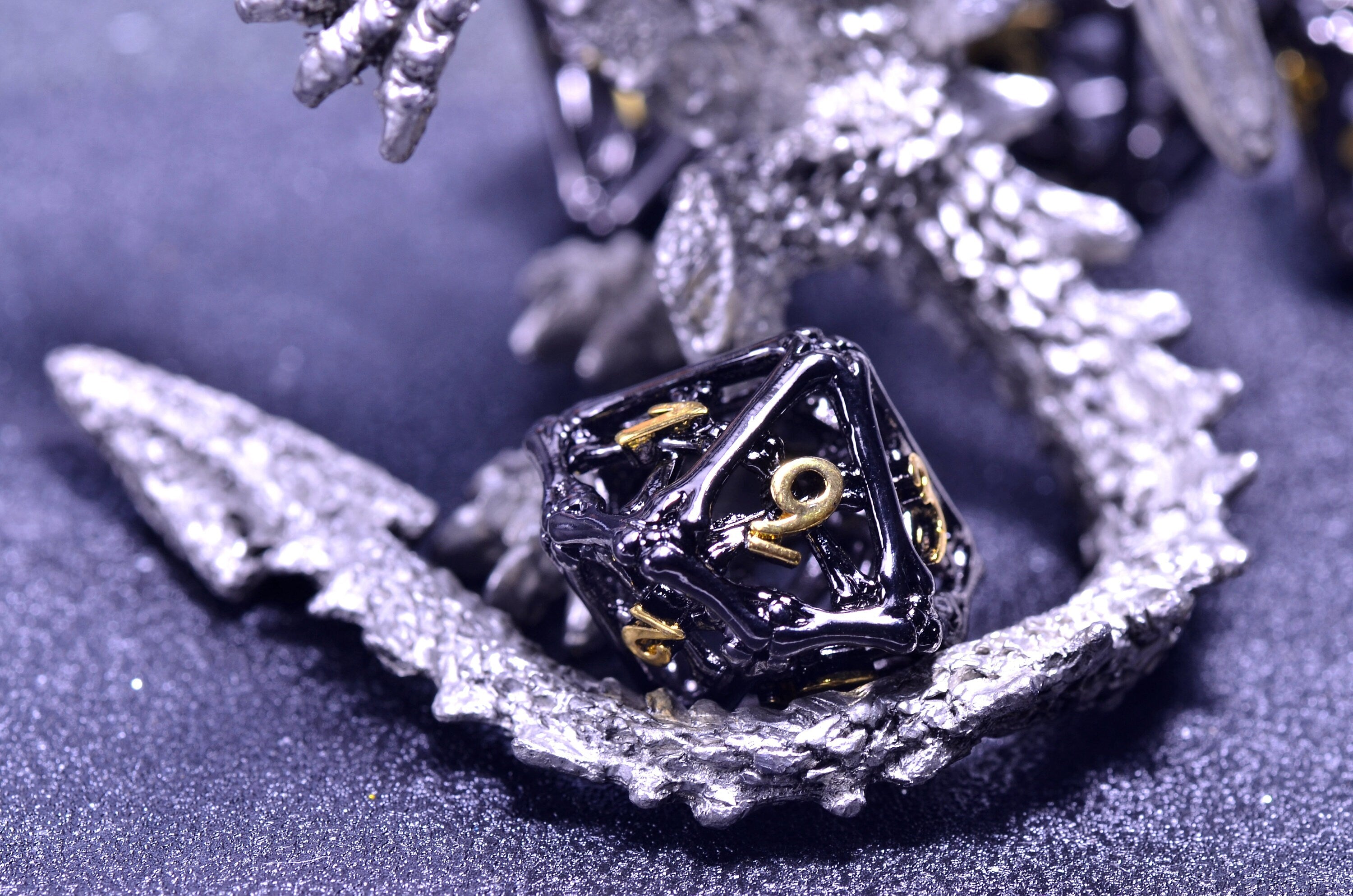 Black bone hollow dice | Dungeons and Dragons metal dice | D&D hollow dice set |Necromaner dice| Board game Halloween dice