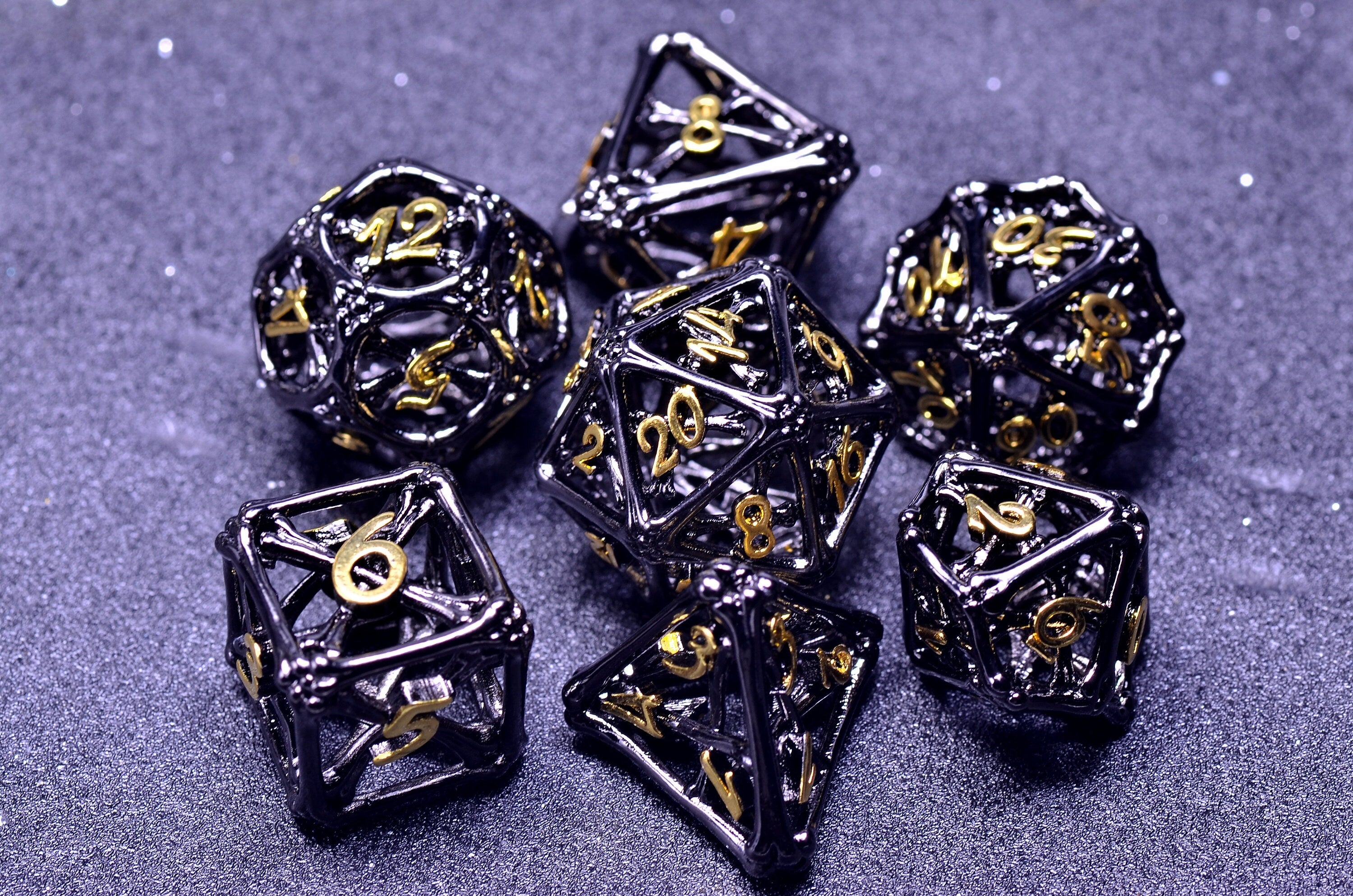 Black bone hollow dice | Dungeons and Dragons metal dice | D&D hollow dice set |Necromaner dice| Board game Halloween dice