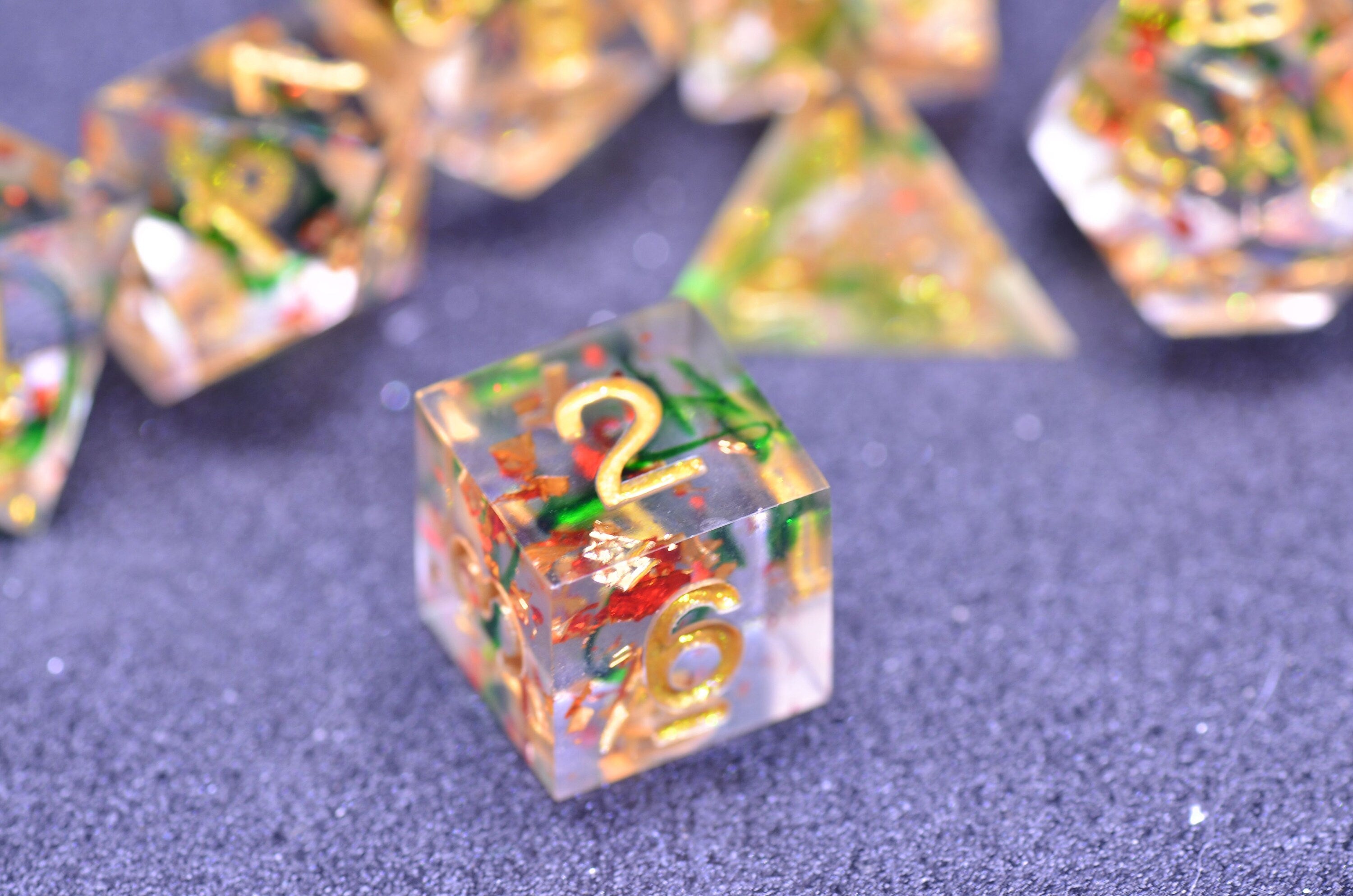 Christmas dice set |translucent color Dungeons and Dragons dice|Rainbow silver dice set |Handmade sharp edge dice set FOR DND