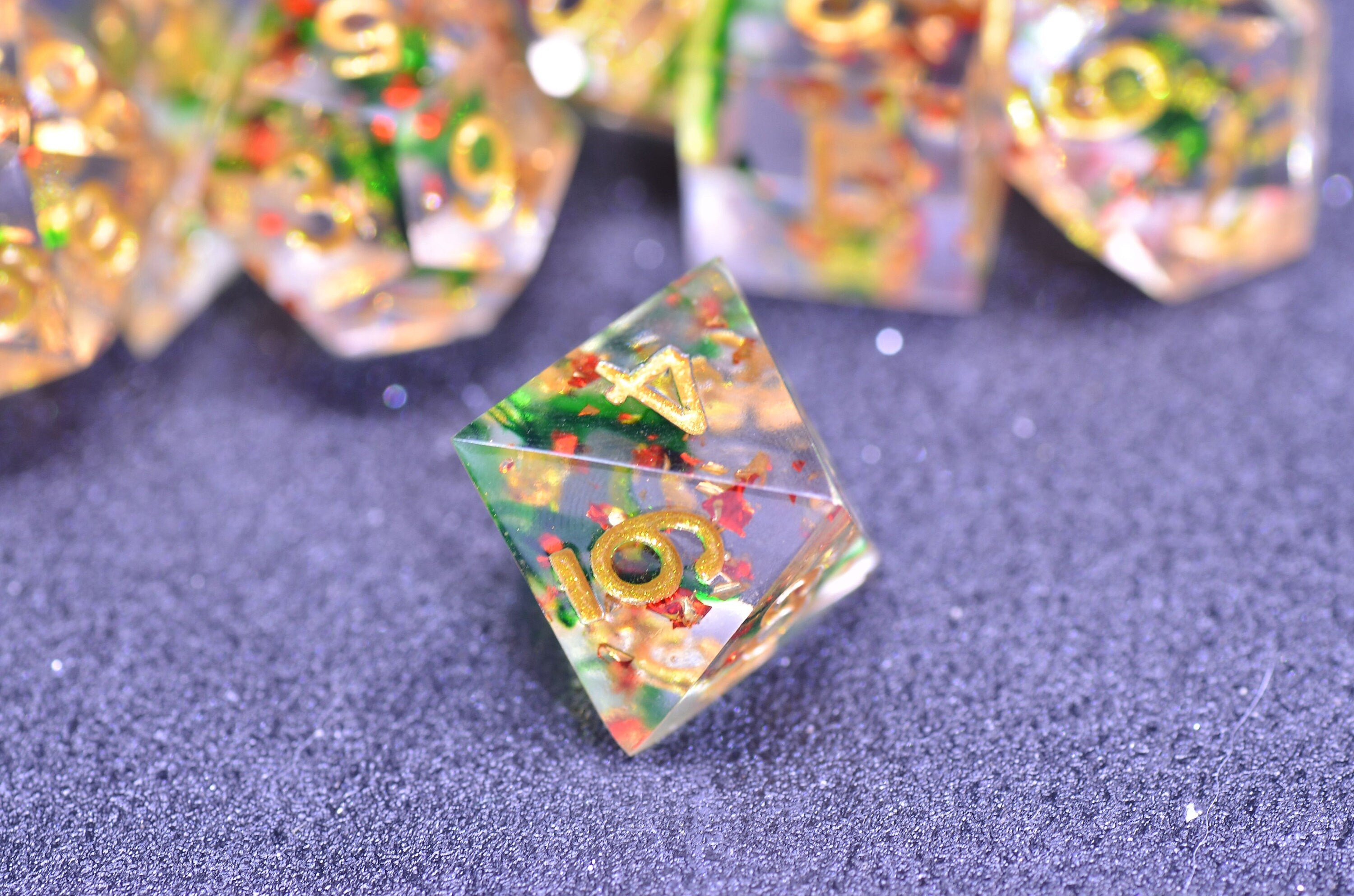 Christmas dice set |translucent color Dungeons and Dragons dice|Rainbow silver dice set |Handmade sharp edge dice set FOR DND