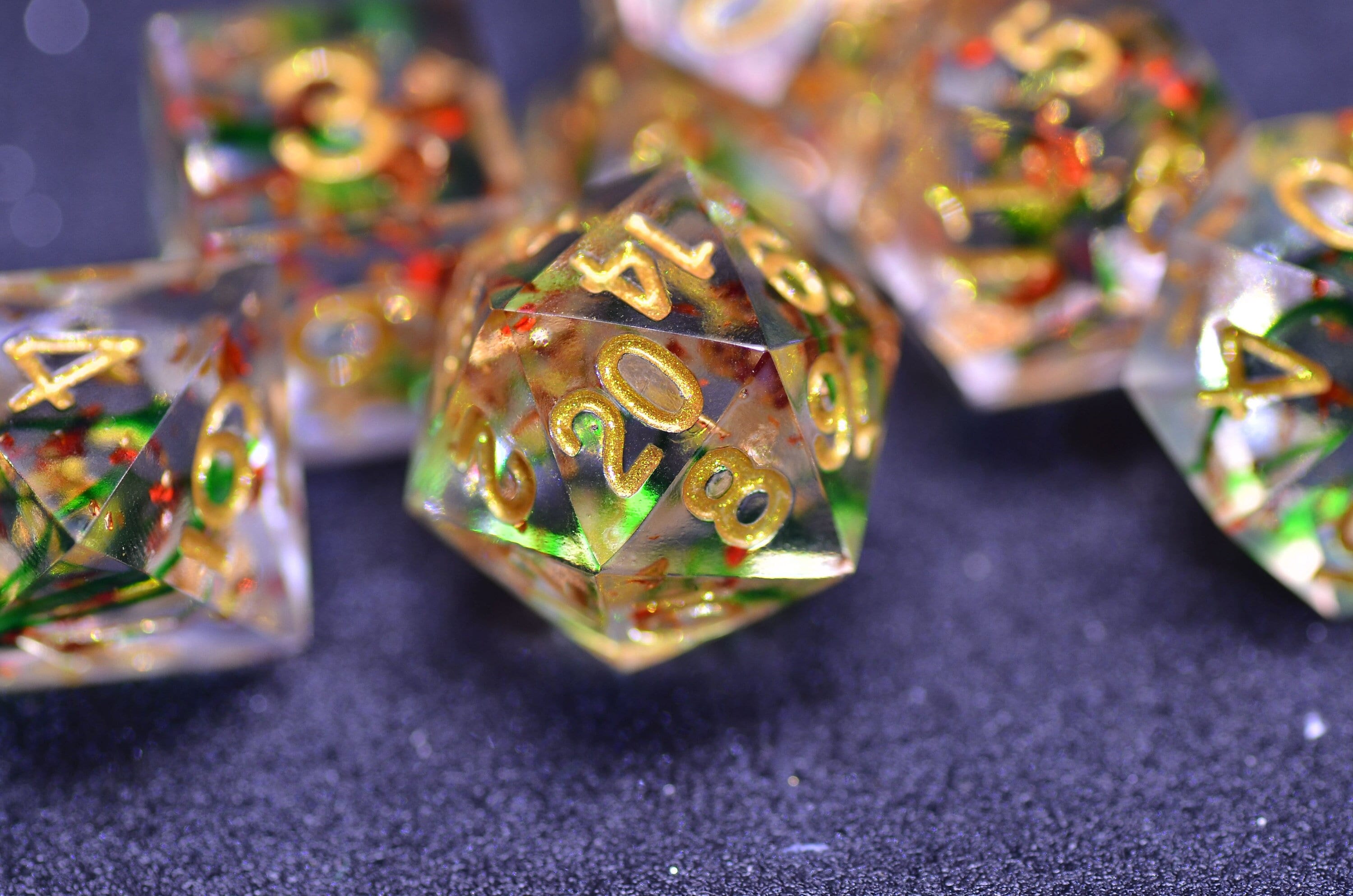 Christmas dice set |translucent color Dungeons and Dragons dice|Rainbow silver dice set |Handmade sharp edge dice set FOR DND
