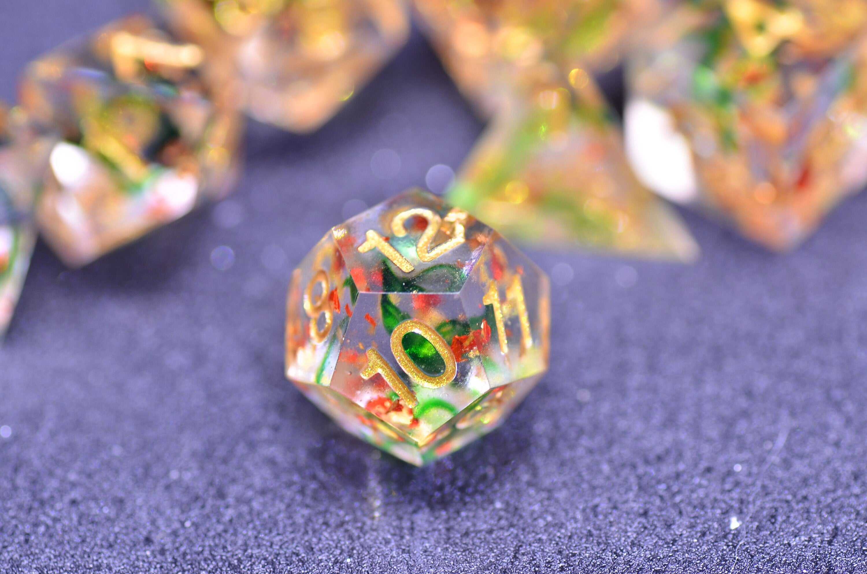 Christmas dice set |translucent color Dungeons and Dragons dice|Rainbow silver dice set |Handmade sharp edge dice set FOR DND