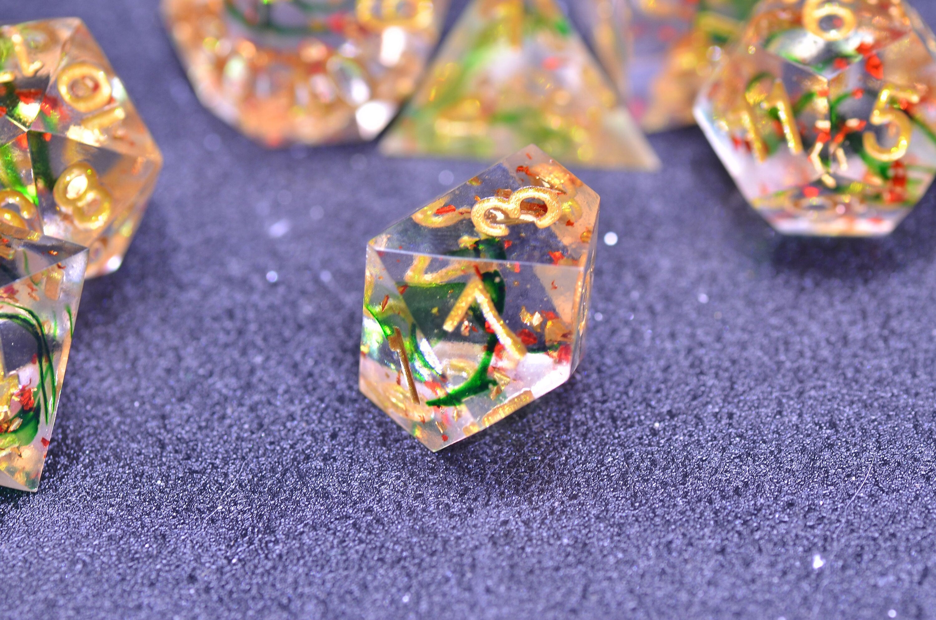 Christmas dice set |translucent color Dungeons and Dragons dice|Rainbow silver dice set |Handmade sharp edge dice set FOR DND