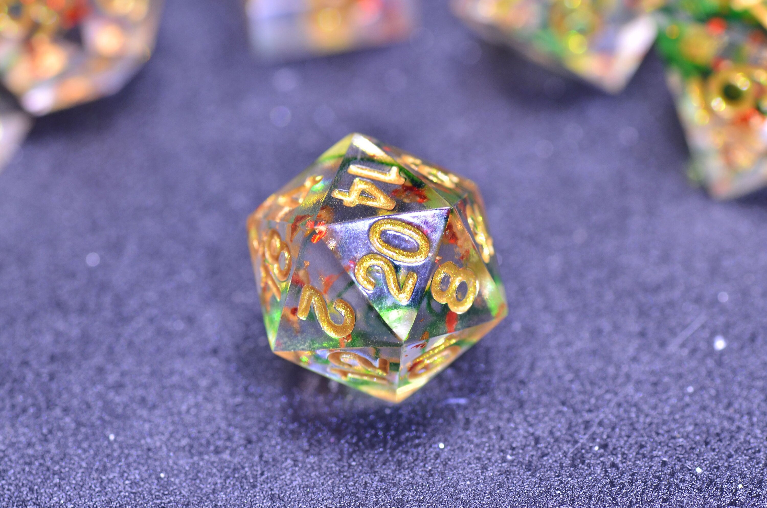 Christmas dice set |translucent color Dungeons and Dragons dice|Rainbow silver dice set |Handmade sharp edge dice set FOR DND