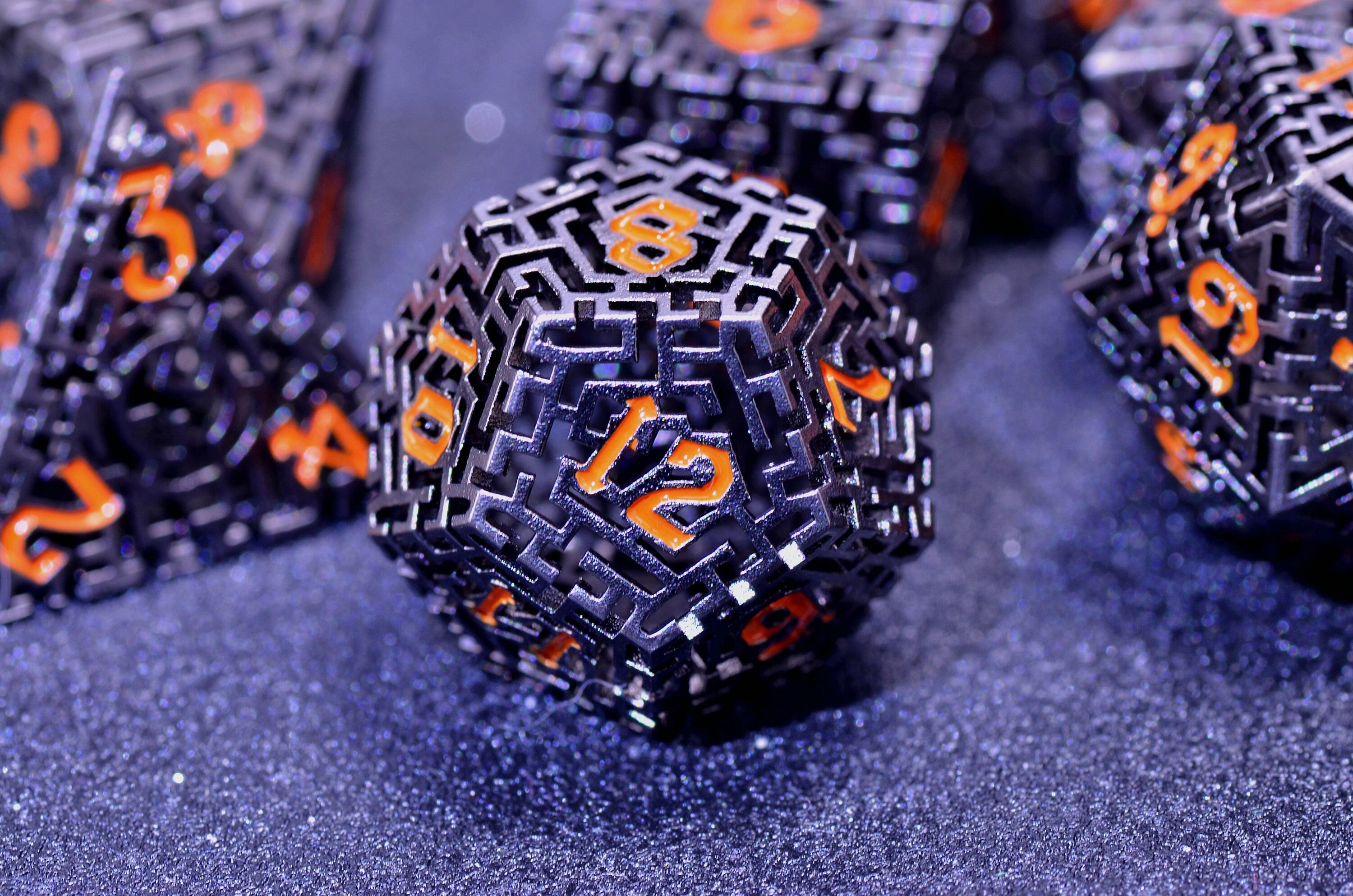 Labyrinth hollow dice | DND metal dice | D&D hollow dice set | Crisp rolling hollow dice |TTRPG DICE