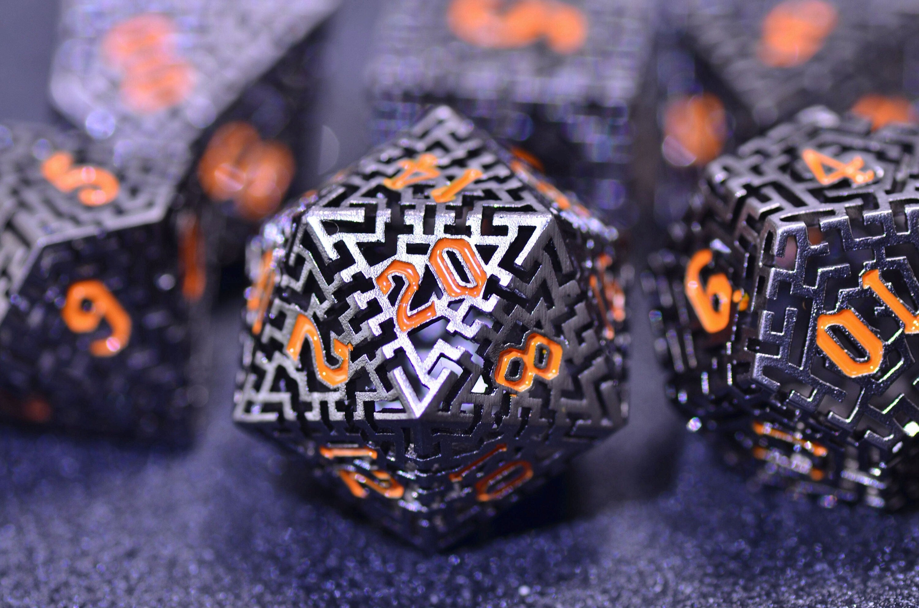 Labyrinth hollow dice | DND metal dice | D&D hollow dice set | Crisp rolling hollow dice |TTRPG DICE
