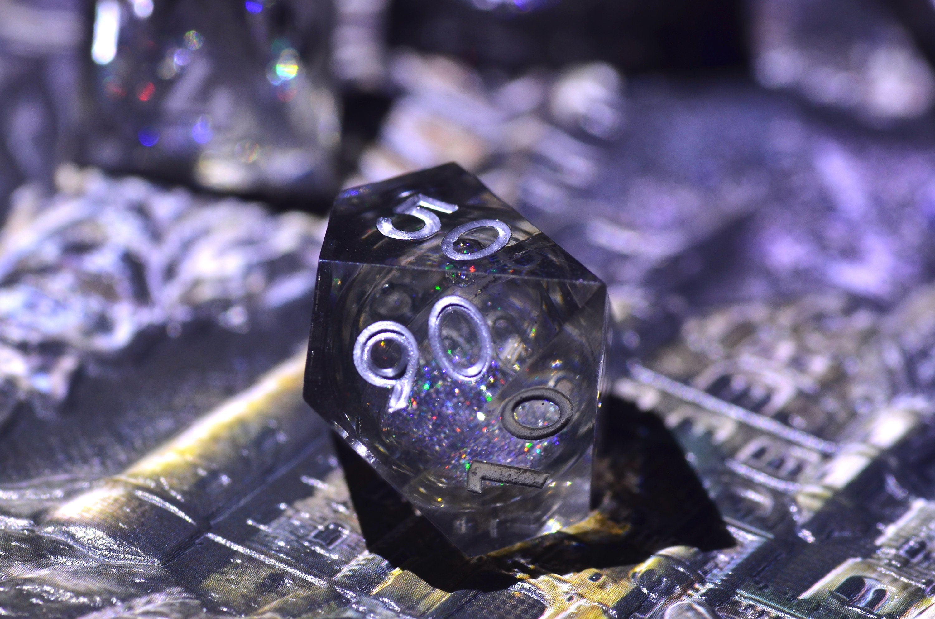 DND Black liquid core dice ,Arcane D&D dice SET, Galaxy dragon dice , Dungeons and Dragons resin dice set ,iridescent Polyhedral dice set